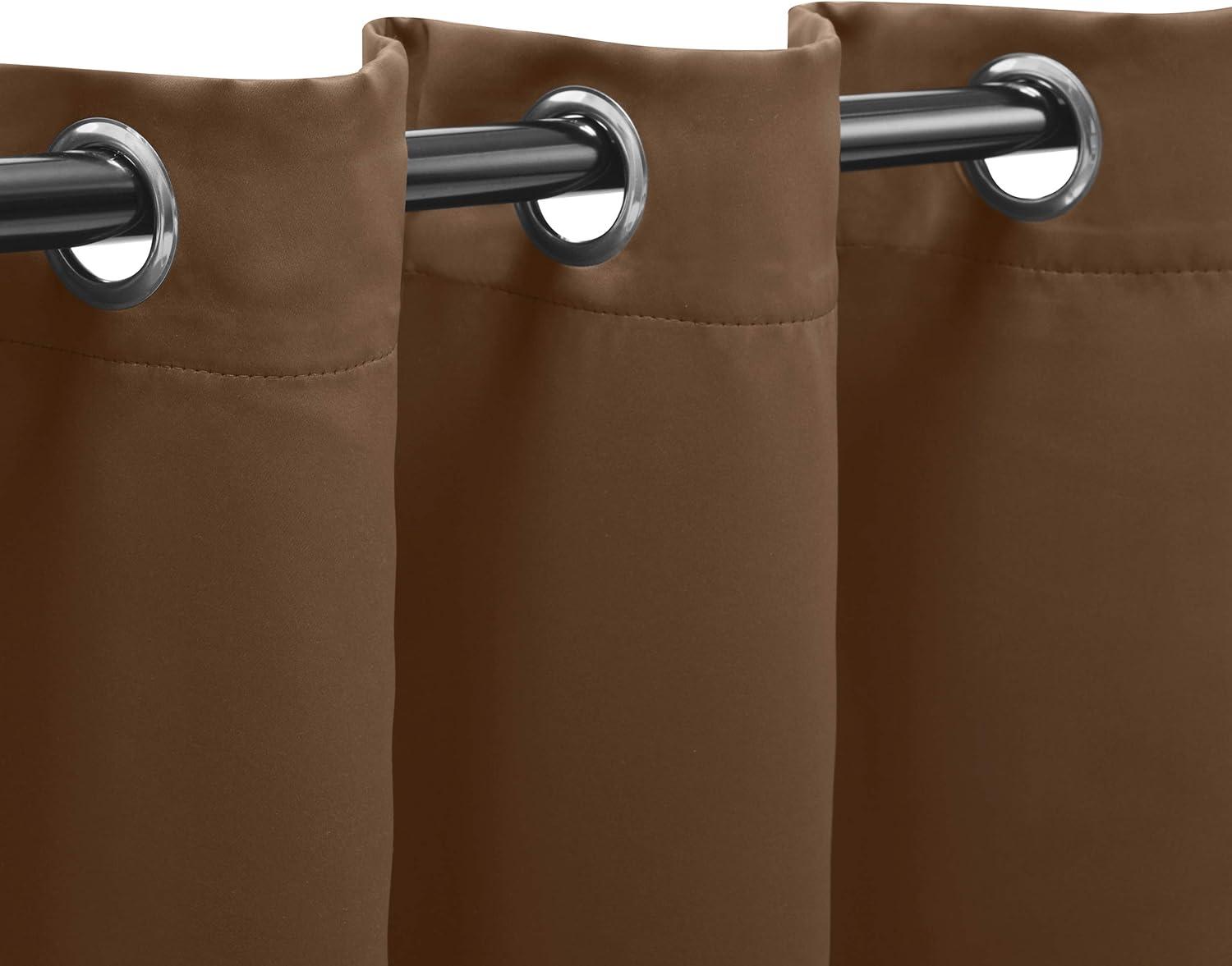 Cappuccino Blackout Grommet Top Polyester Curtain Panels, Set of 2