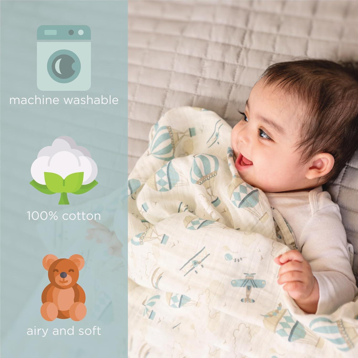 Stephen Joseph, Muslin Swaddle Blanket for Baby Girls and Boys, Newborn Receiving Blanket for Swaddling, 100% Cotton Baby Swaddle Wrap, Receiving Swaddle Wrap, 47 x 47 inches