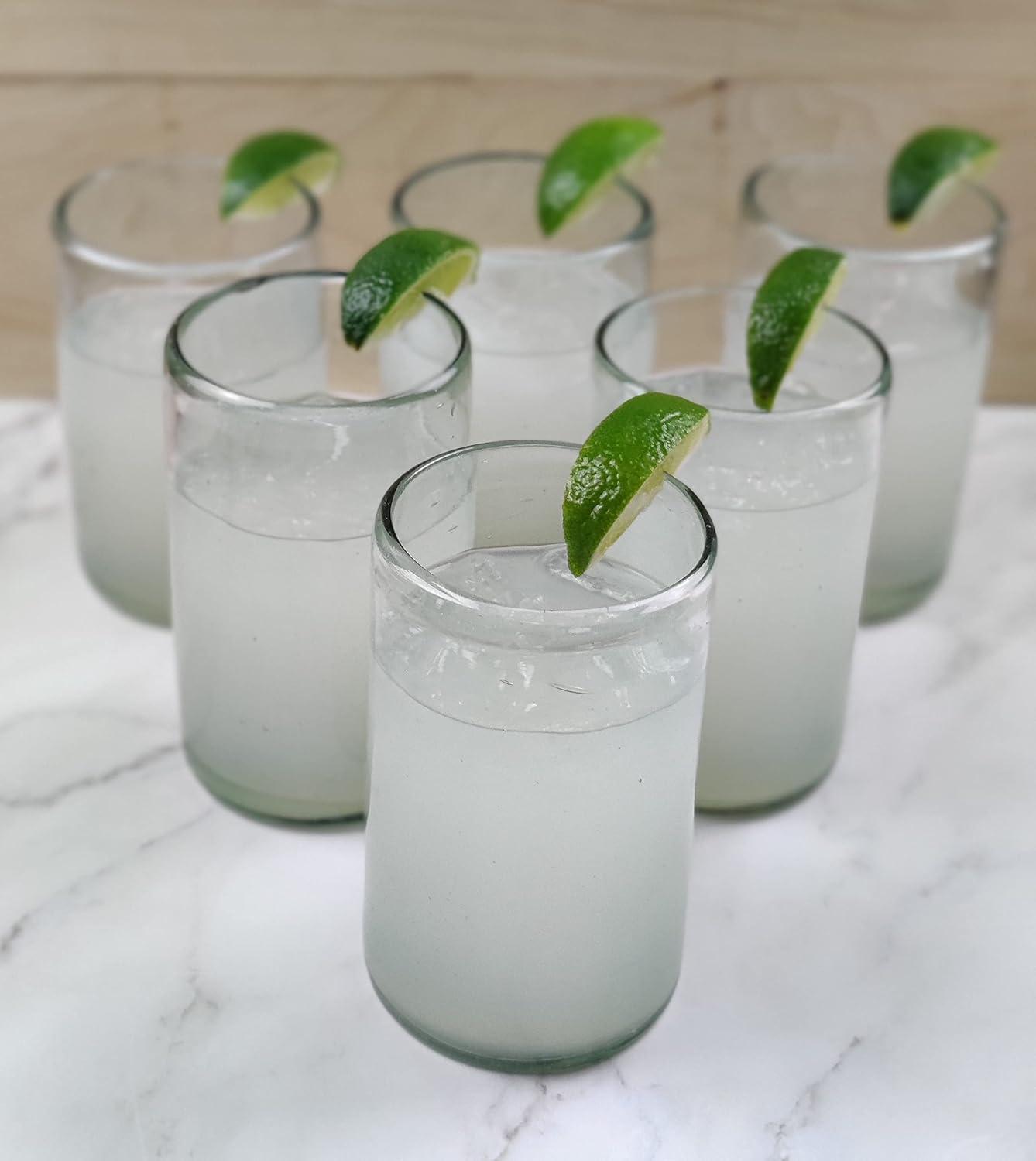 Dos Sueños Mexican Hand Blown  Drinking Glasses - Natural - 14oz - Set of 6