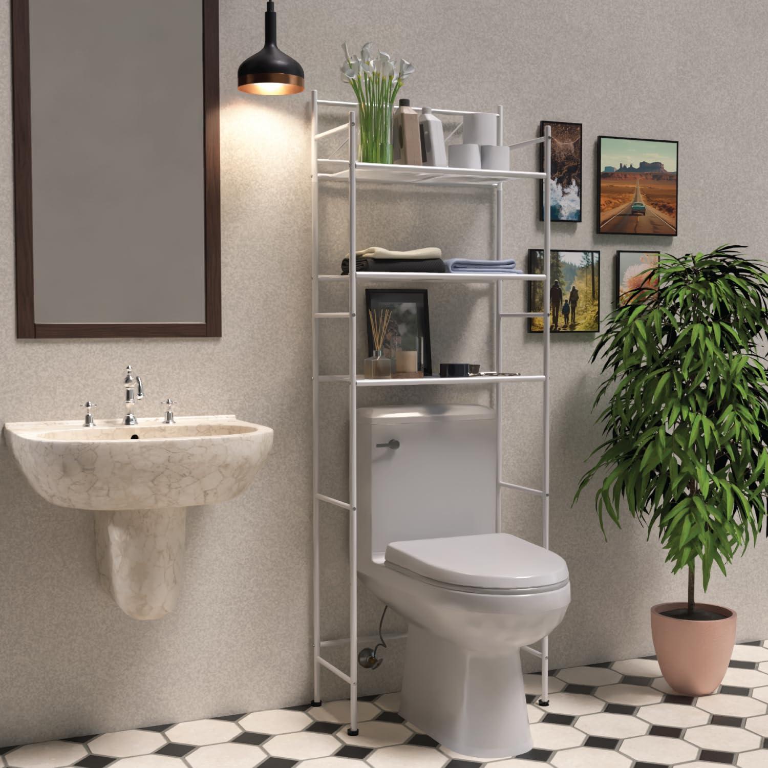 Home Zone Living 3 Tier Over The Toilet Bathroom Storage Rack, White