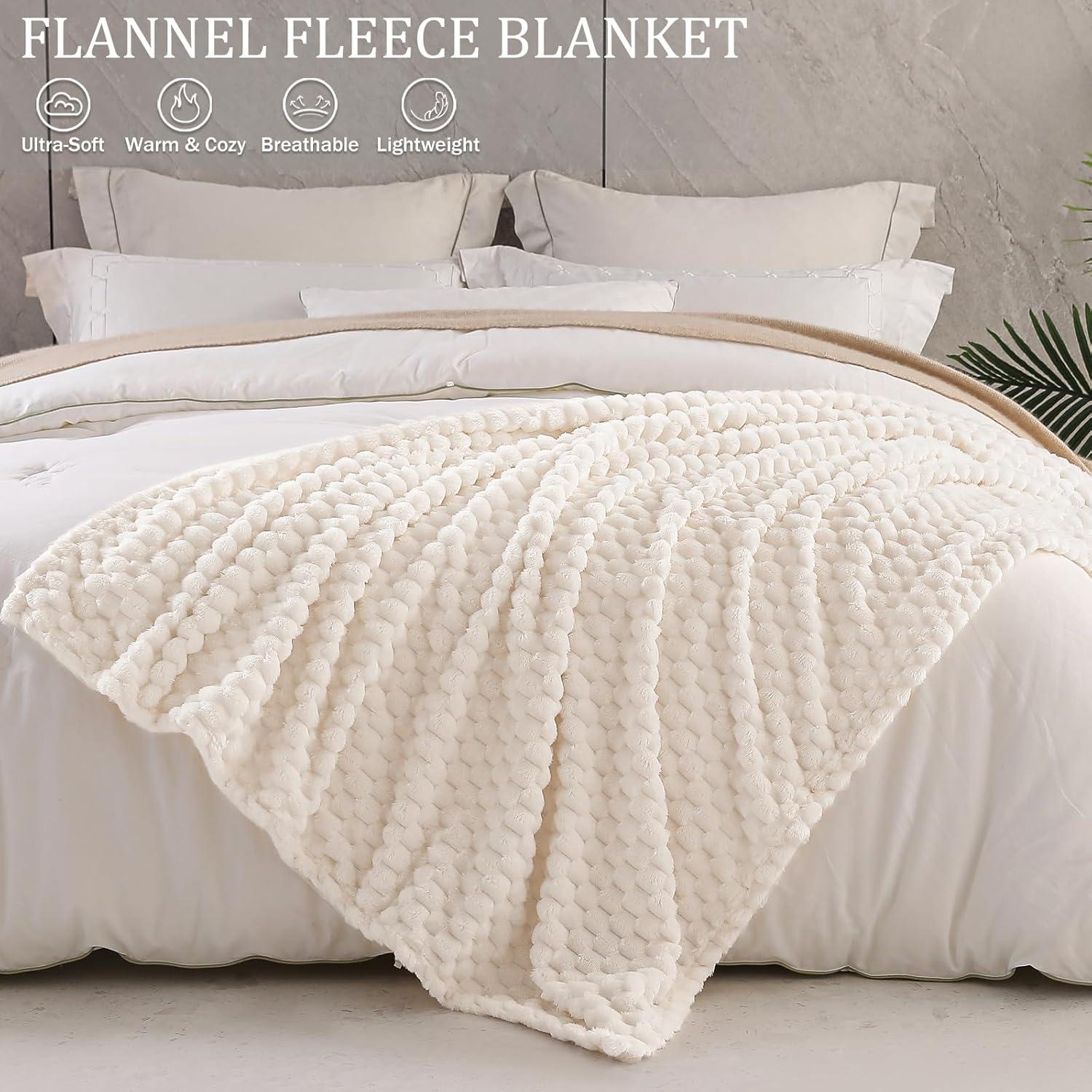 Exclusivo Mezcla Manta de Cama de Lana de Franela Tamaño King - Acogedora y Cálida y Ligera