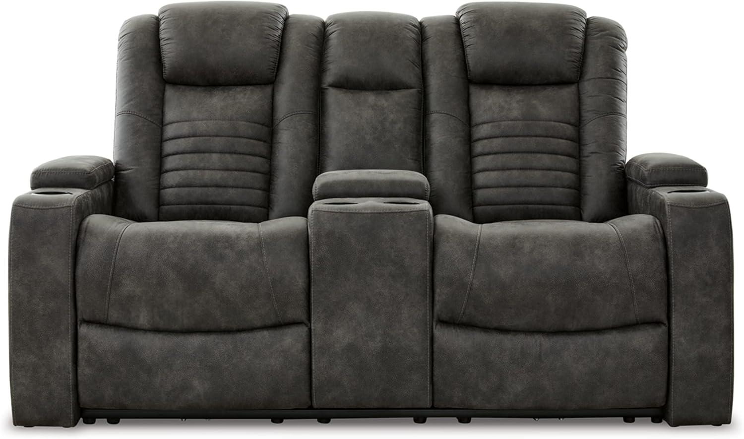 Storm Faux Leather Reclining Loveseat with Cup Holder