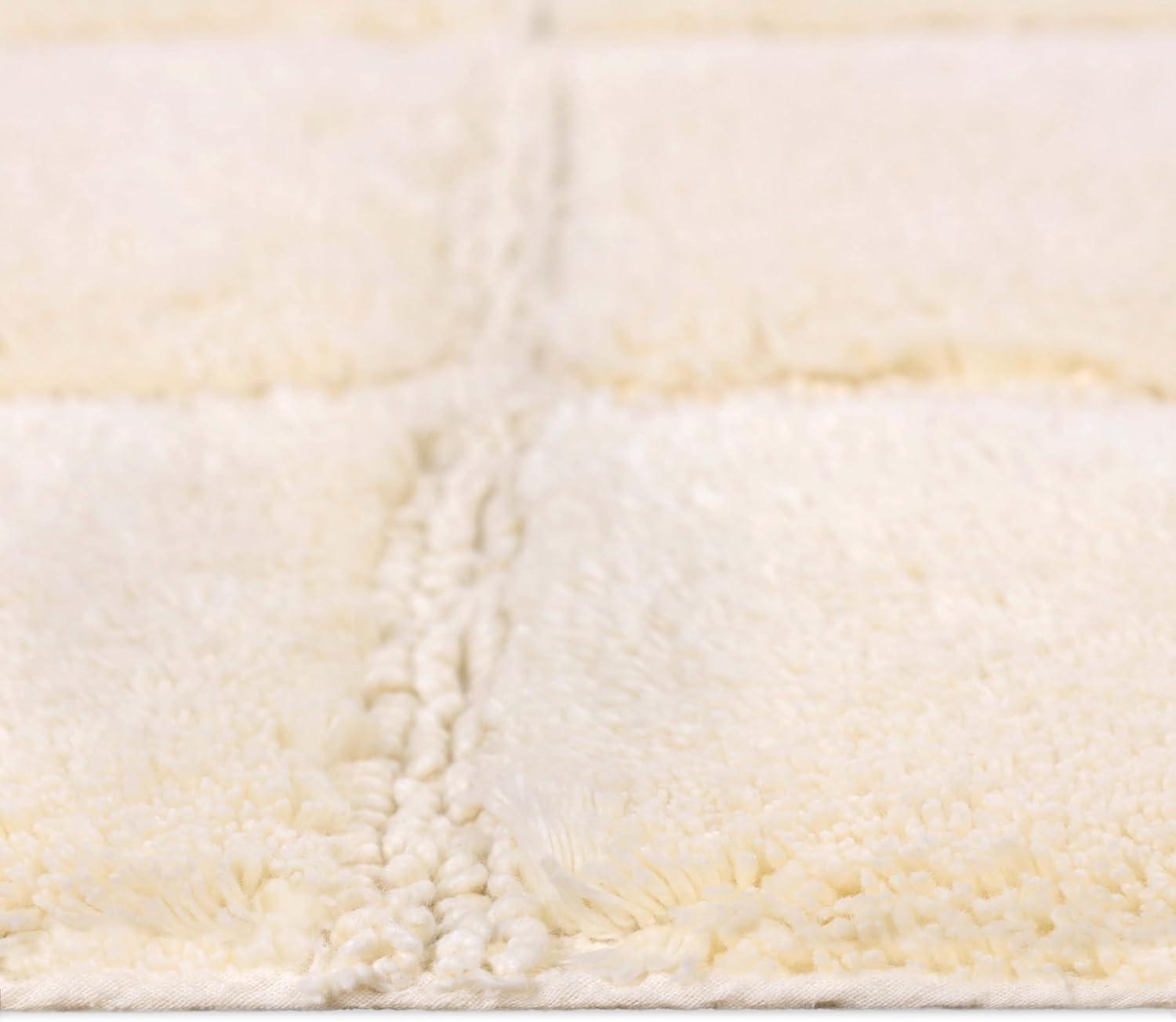 Cotton Checkered 2-Piece Ivory Highly Absorbent Non-Slip Bath Rug Set by Superior