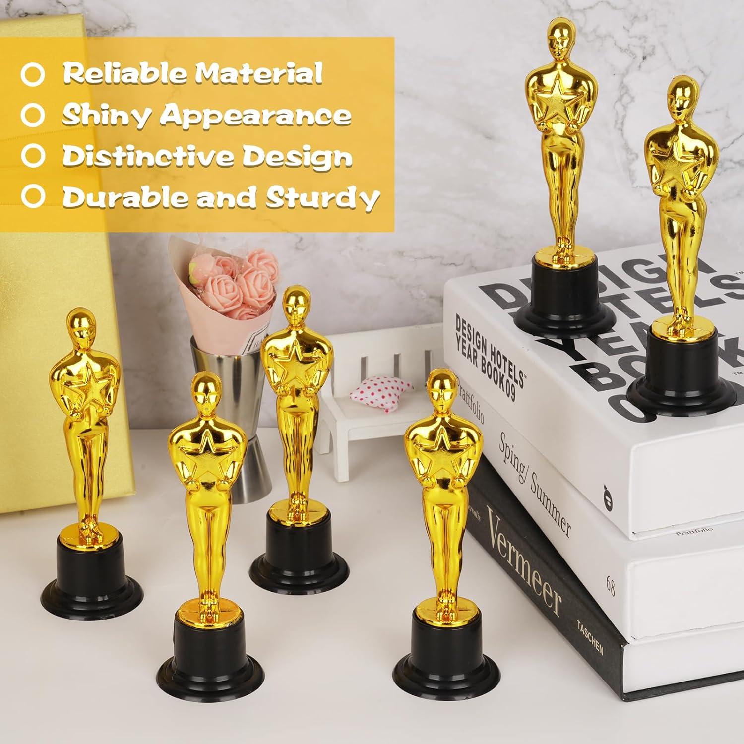 WINKIO Gold Award Trophies，Gold Award Statues, Pack of 6 Mini Trophies, Plastic Trophy Award for Competition,Events, Sports, Party Decorations,Award Ceremony and Appreciation Gift