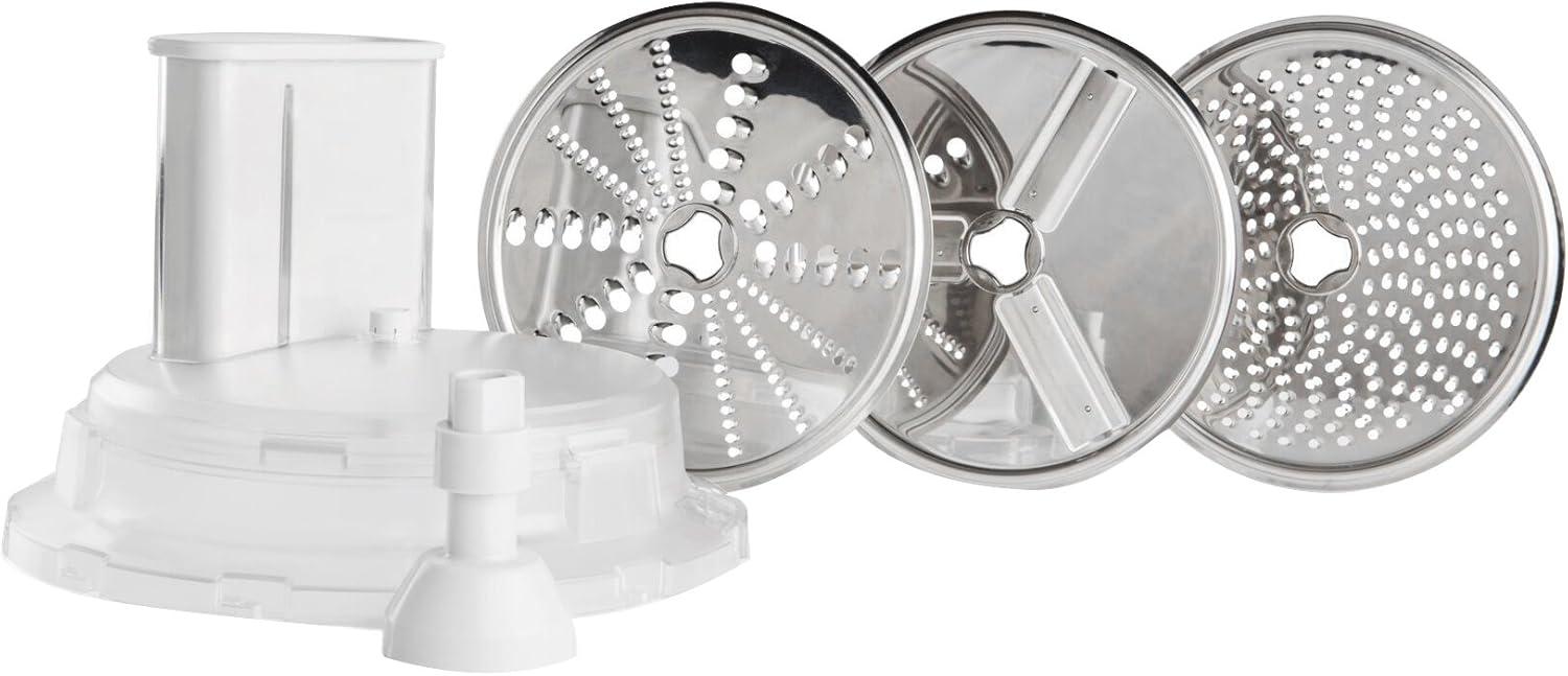 Large White and Stainless Steel Slicer Shredder Attachment