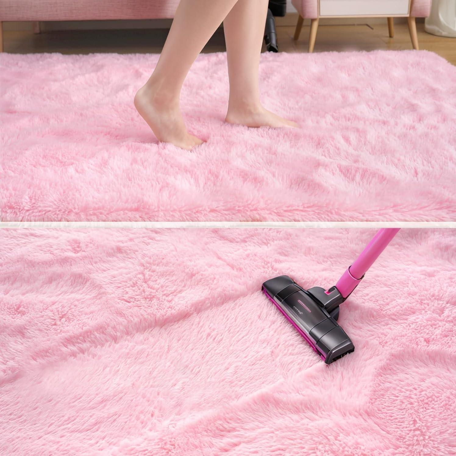 Noahas Soft Fluffy Area Rug for Living Room Bedroom Shaggy Accent Carpets for Kids Girls Rooms,8'x10',Red
