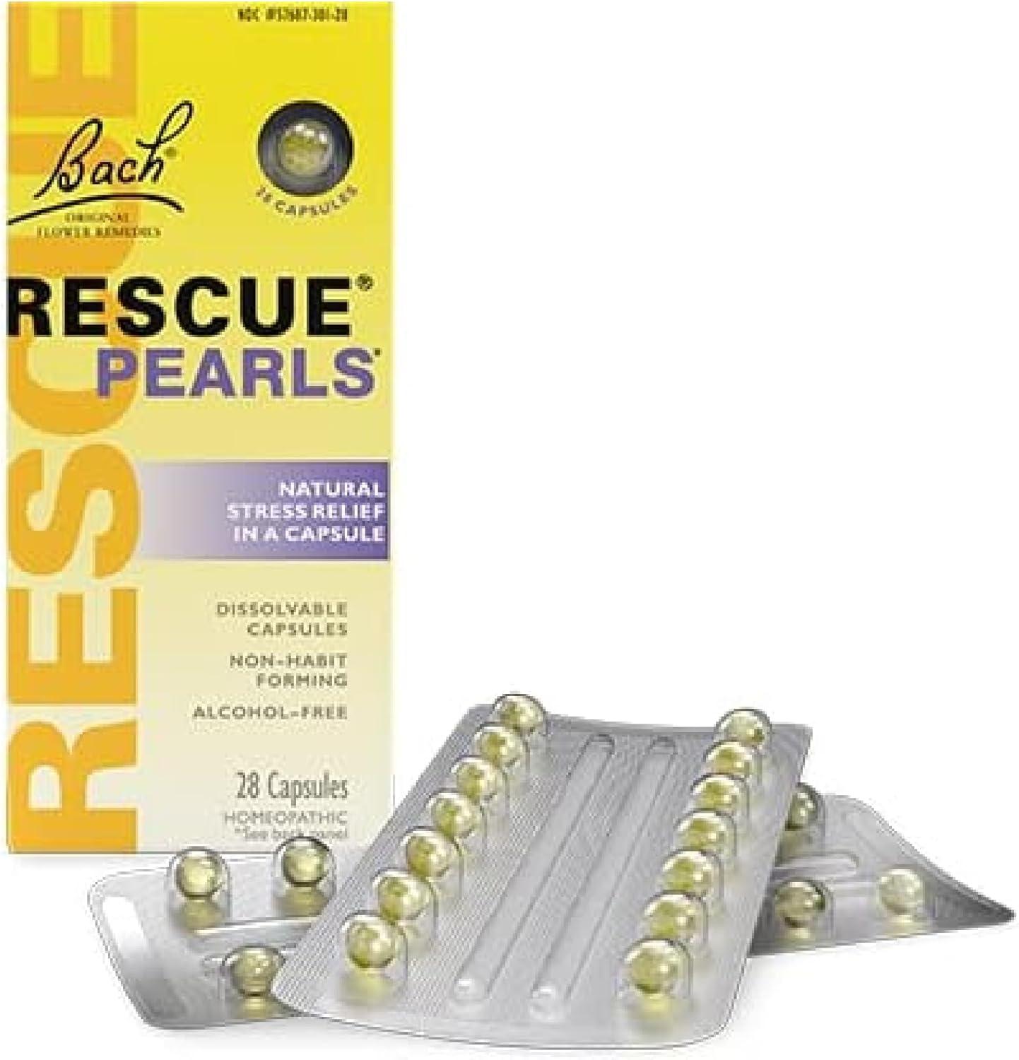 Bach Perlas RESCUE, Sabor Natural a Naranja y Vainilla, Alivio Natural Del Estrés, sin Azúcar, 28 Unidades