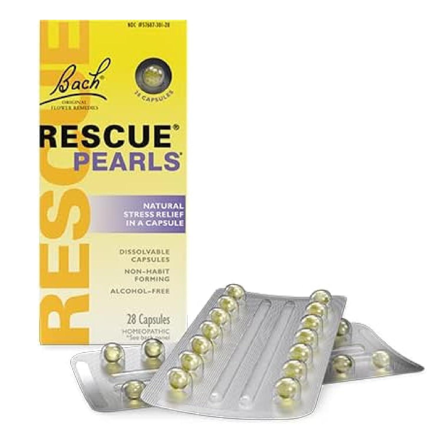 Bach Perlas RESCUE, Sabor Natural a Naranja y Vainilla, Alivio Natural Del Estrés, sin Azúcar, 28 Unidades