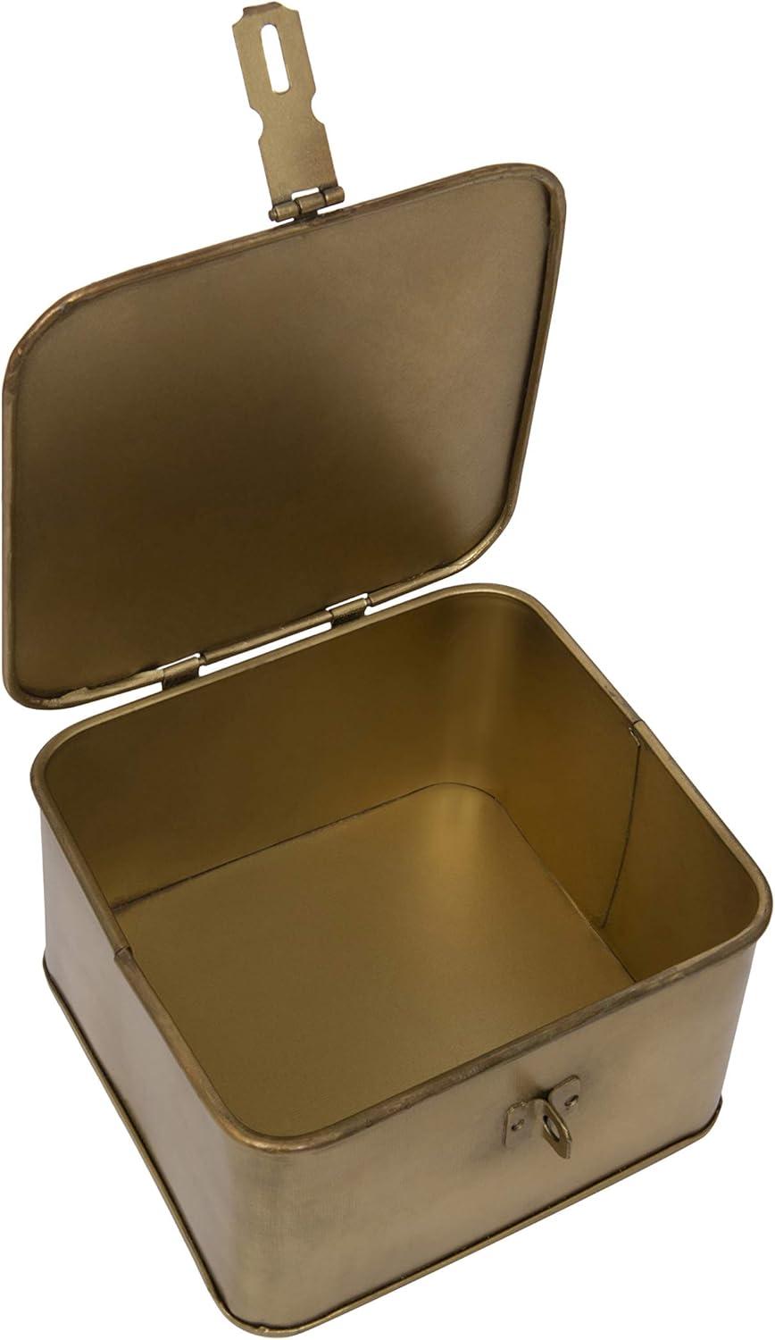 Gold Stackable Metal Cube Lidded Storage Boxes Set