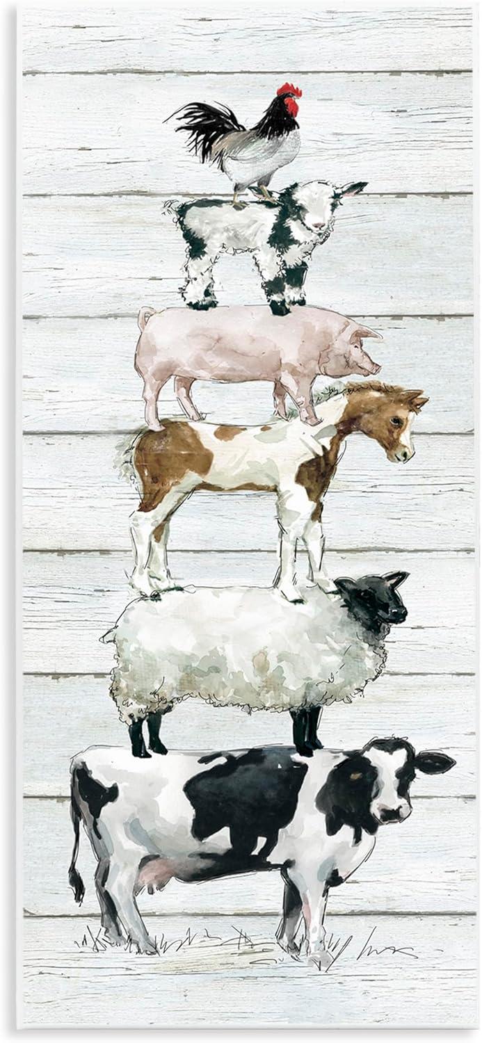 Rustic Farm Animal Stack Wall Plaque in Multicolor