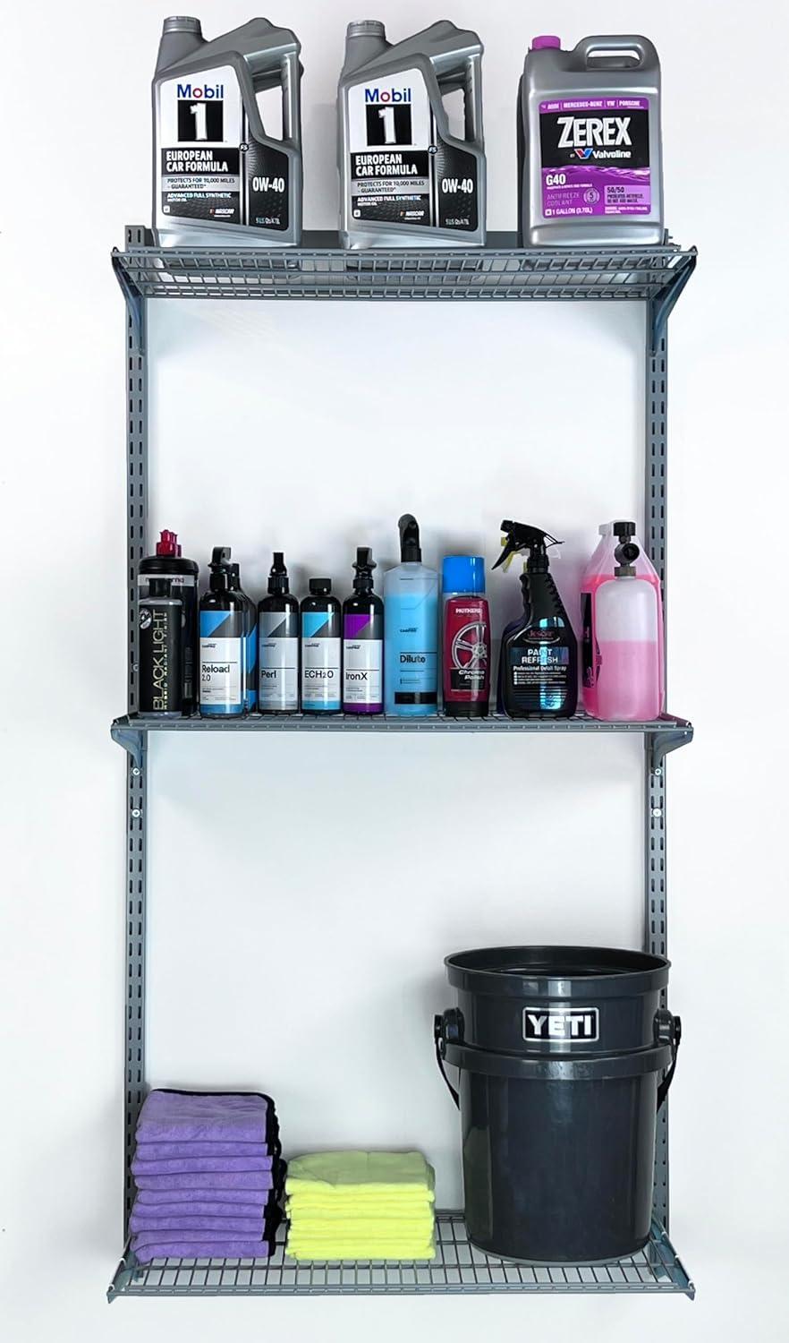 Triton Products Heavy Duty 3 Tier Wire Shelf, Gray, 375 lb. Capacity