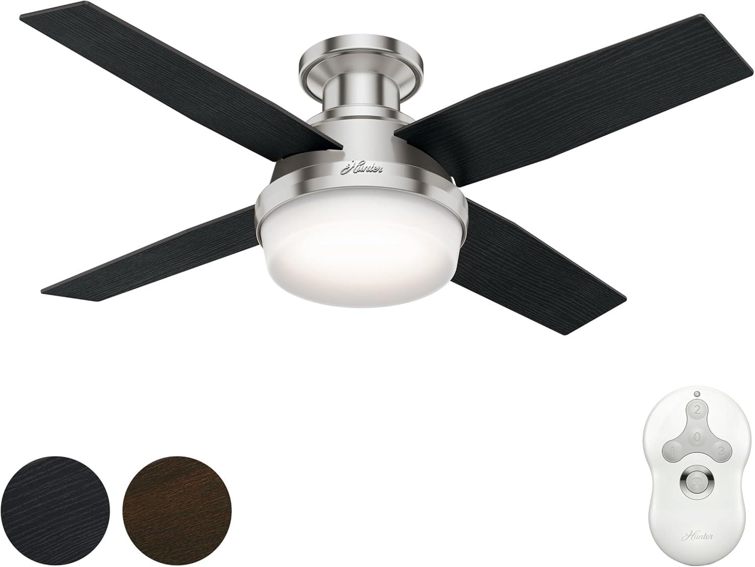 44" Dempsey Low Profile Ceiling Fan with Remote (Includes LED Light Bulb) - Hunter Fan