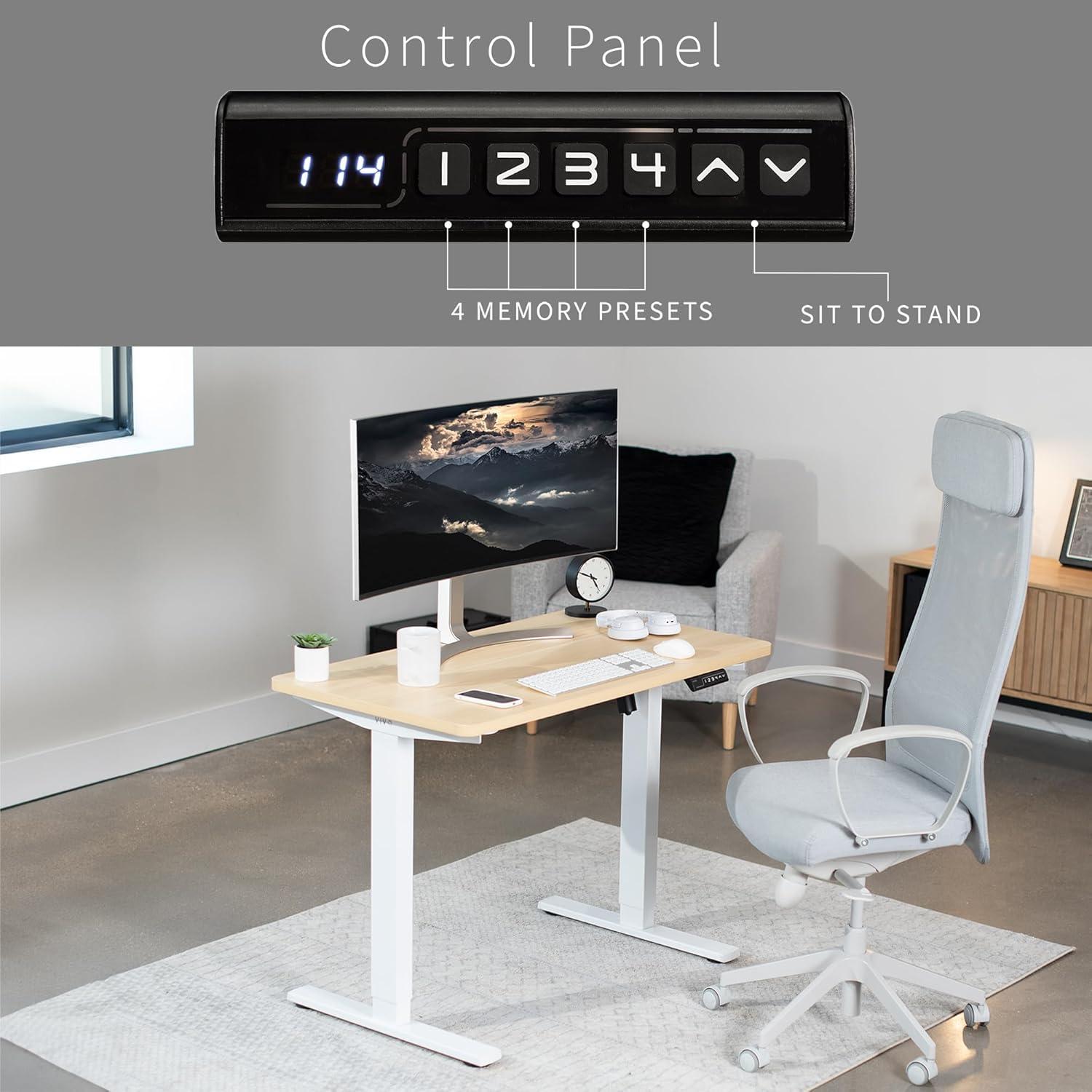 VIVO Single Motor Electric Desk with Push Button Memory Controller