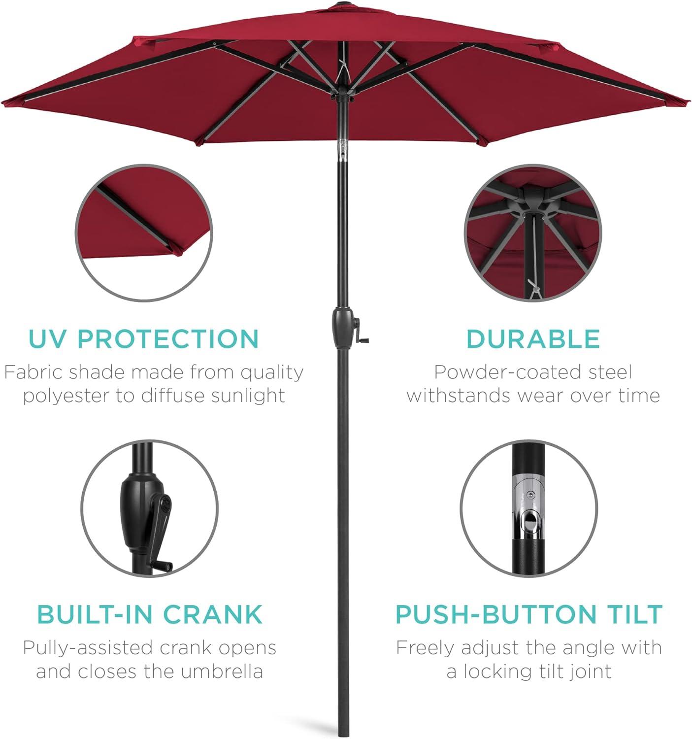 Best Choice Products 7.5ft Heavy-Duty Outdoor Market Patio Umbrella w/ Push Button Tilt, Easy Crank