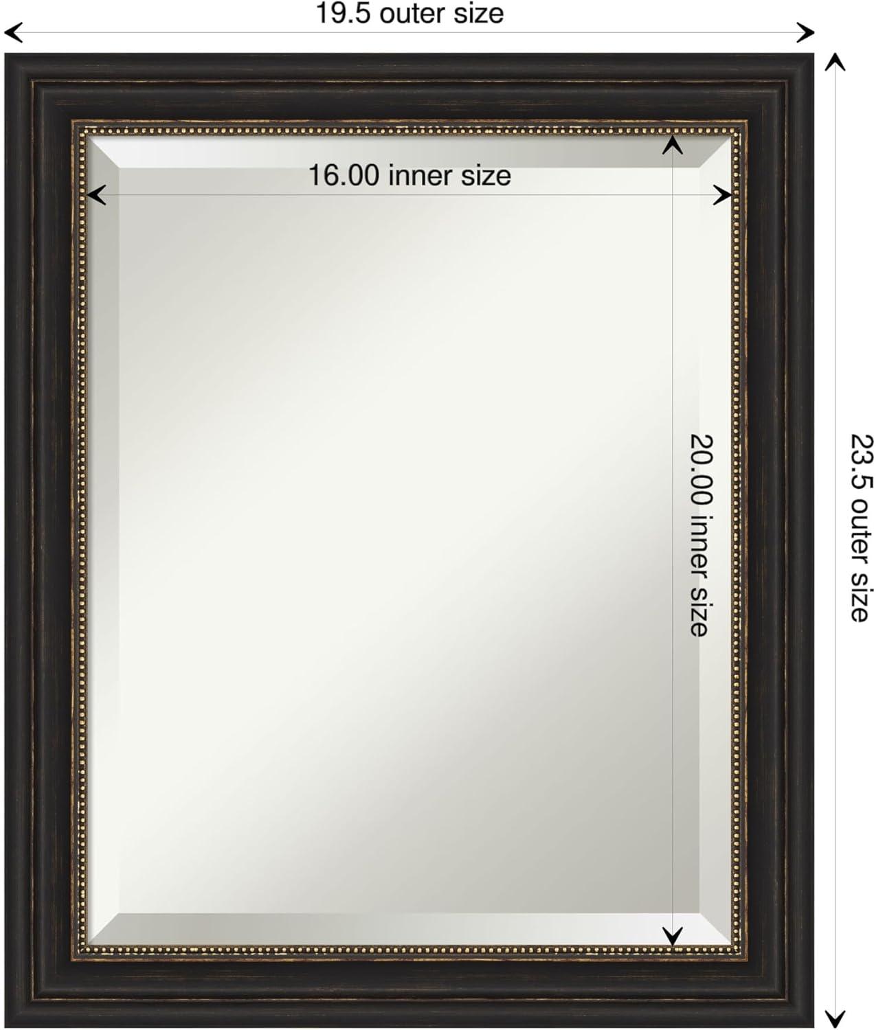 Amanti Art Beveled Bathroom Wall Mirror - Accent Bronze Narrow Frame Outer Size: 20 x 24 in