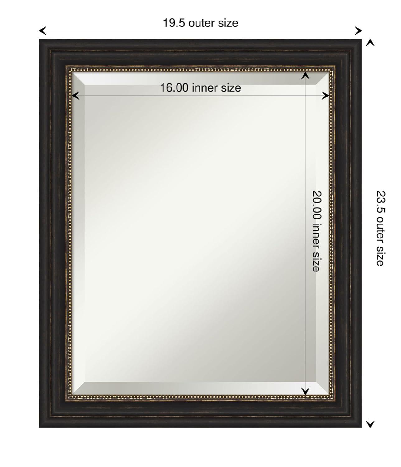 Amanti Art Beveled Bathroom Wall Mirror - Accent Bronze Narrow Frame Outer Size: 20 x 24 in