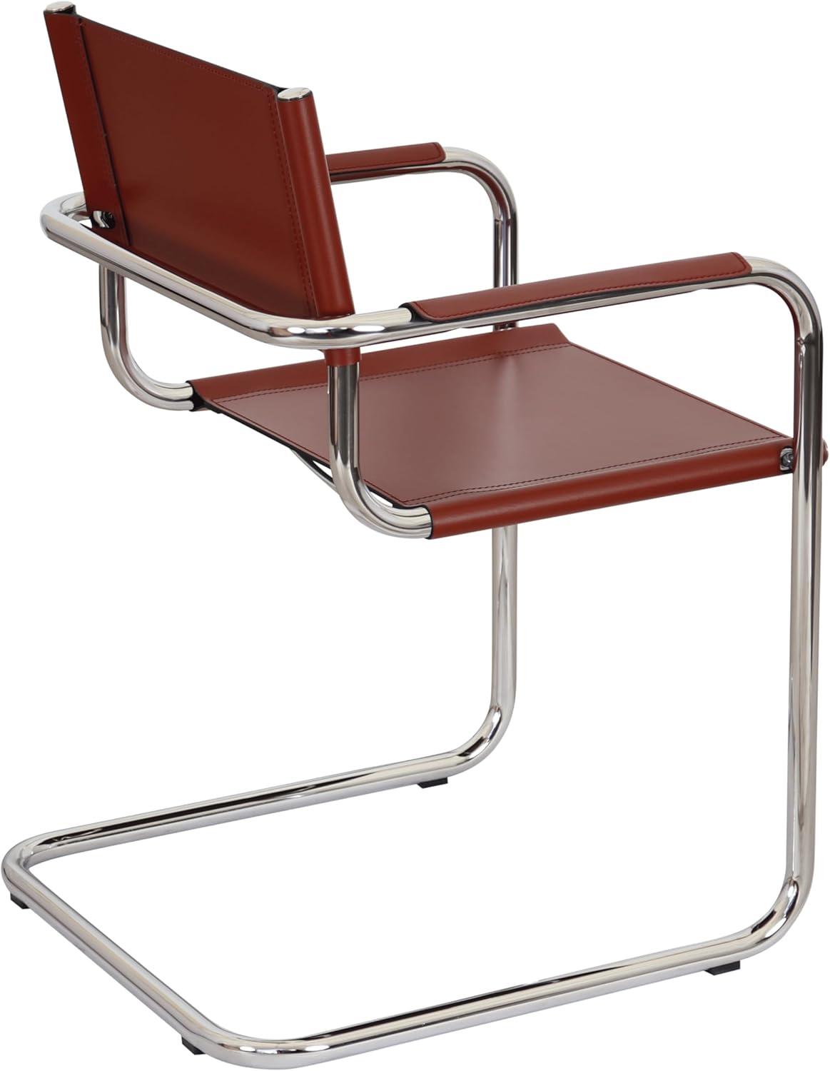 Breuer Chair Company Mart Stam Cantilever Armchair Arm Chair w/ Chrome-Plated Steel Frame (Various Bonded Leather Colors)