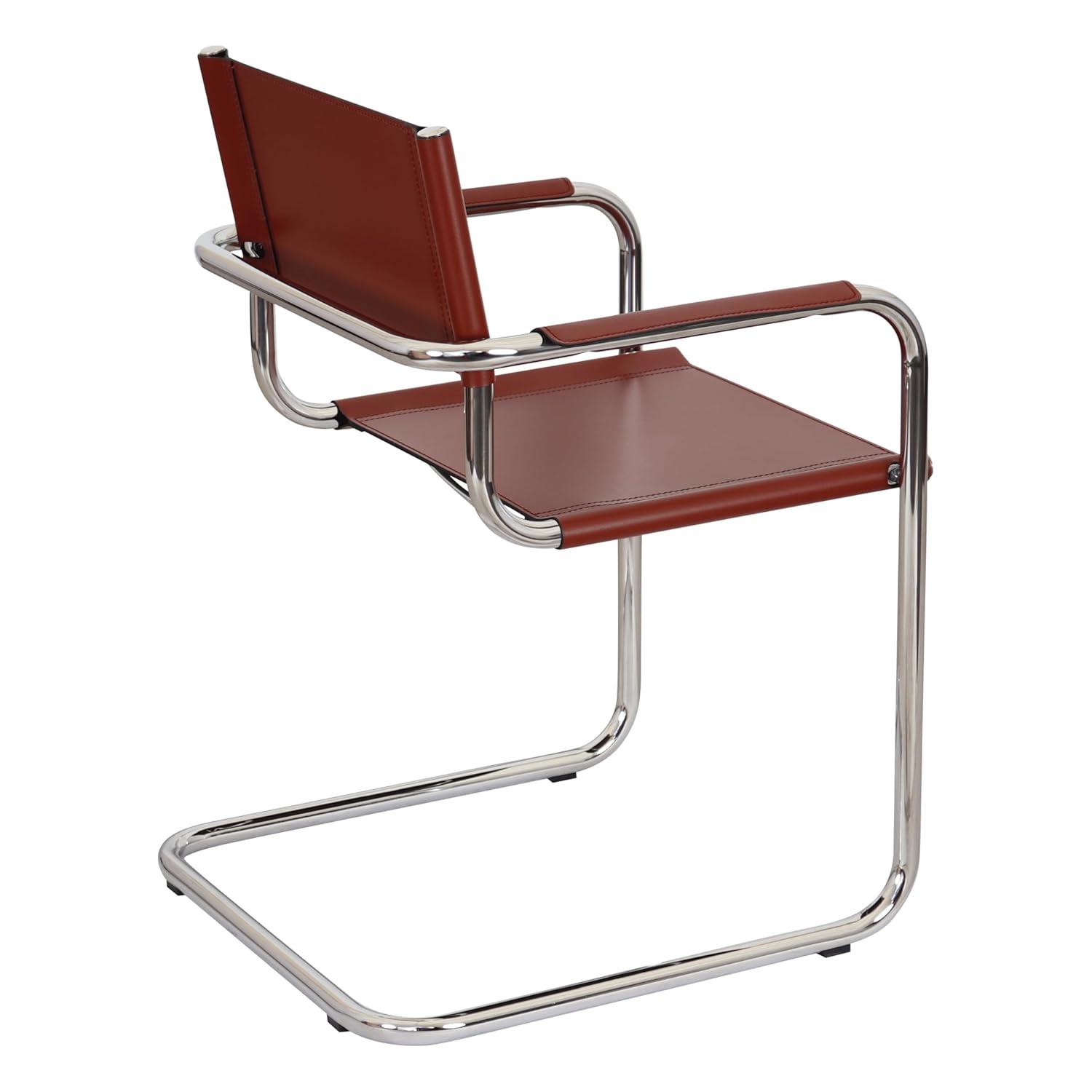 Breuer Chair Company Mart Stam Cantilever Armchair Arm Chair w/ Chrome-Plated Steel Frame (Various Bonded Leather Colors)