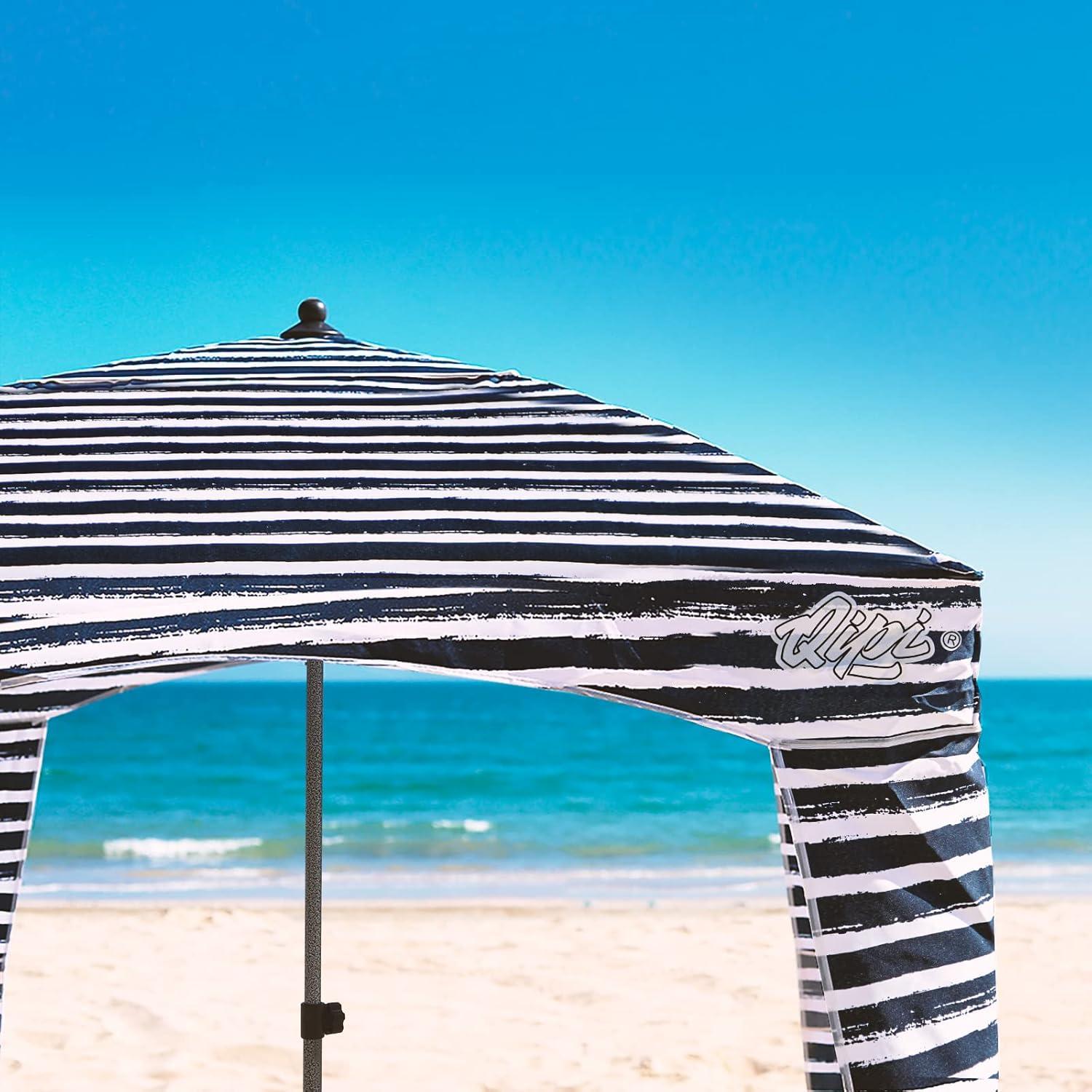 Navy and White Striped Portable Beach Cabana with UV Protection