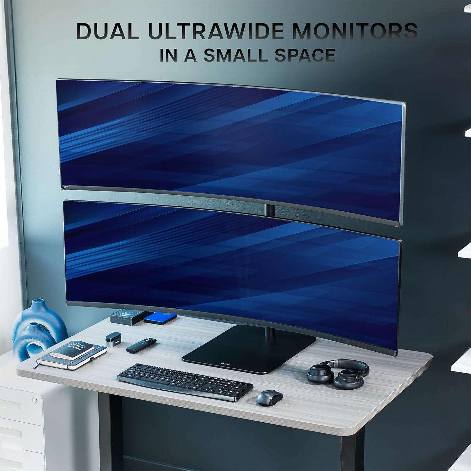 VIVO Dual Ultrawide Monitor Desk Stand, Adjustable Mount for 2 Screens up to 49"