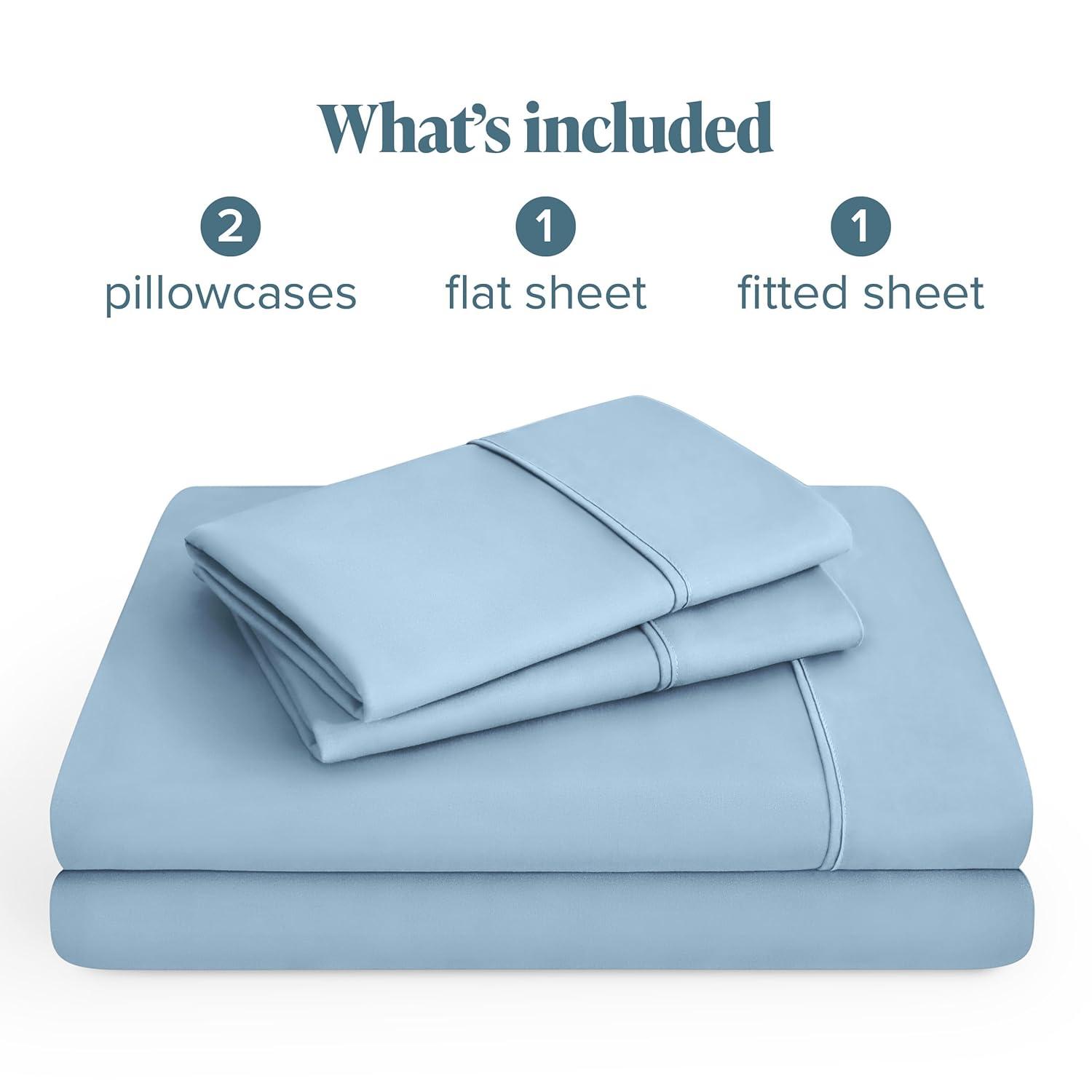 Bare Home Hotel Luxury Twin XL Sheet Set, Extra Soft - 4 Piece Set - Deep Pockets - Easy Fit - Cooling & Breathable - Wrinkle, Fade, Stain Resistant - Includes 2 Pillowcases (Twin XL, Light Blue)