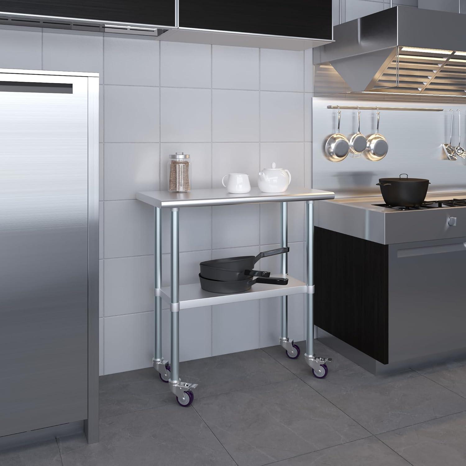 Amgood Stainless Steel Table With Wheels