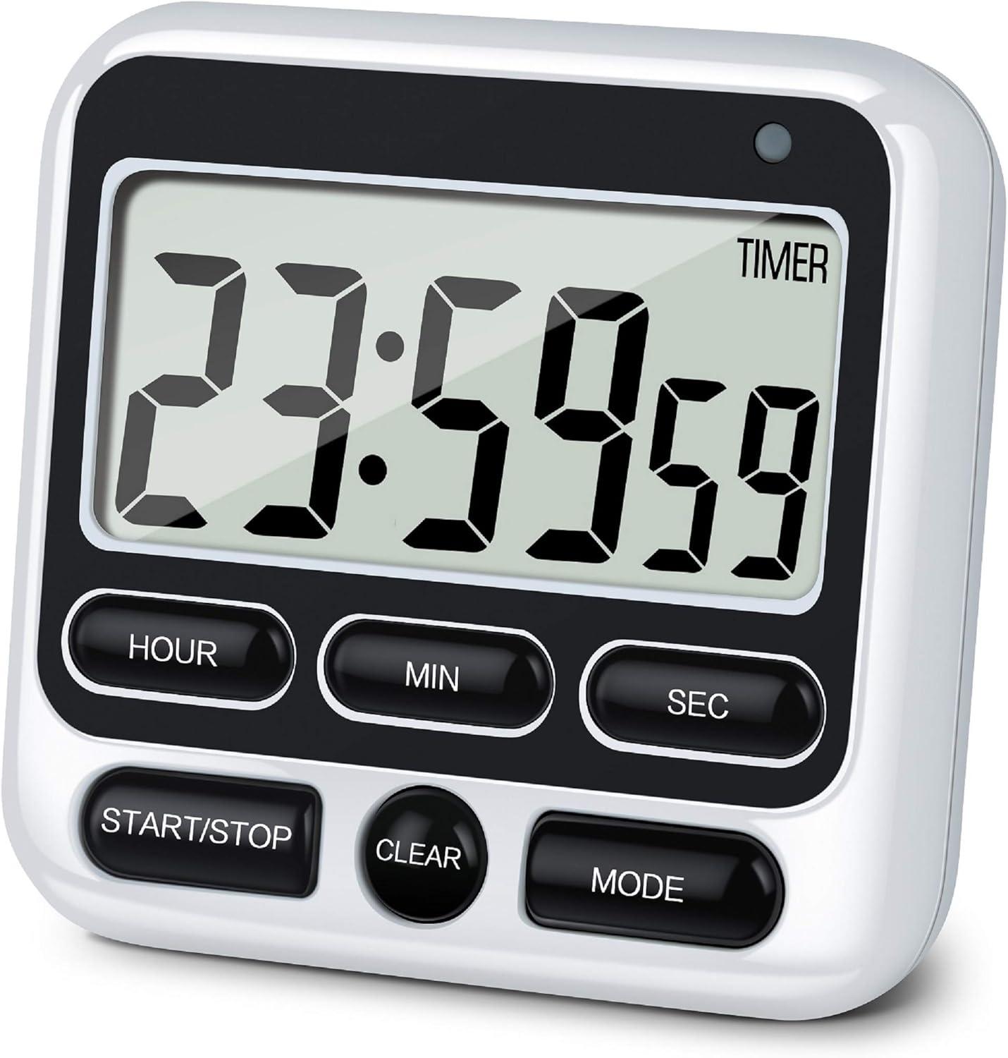 Digital Kitchen Timer, Magnetic Cooking Countdown Clock with Large LCD Display, Loud Alarm and Strong Magnetic Timer