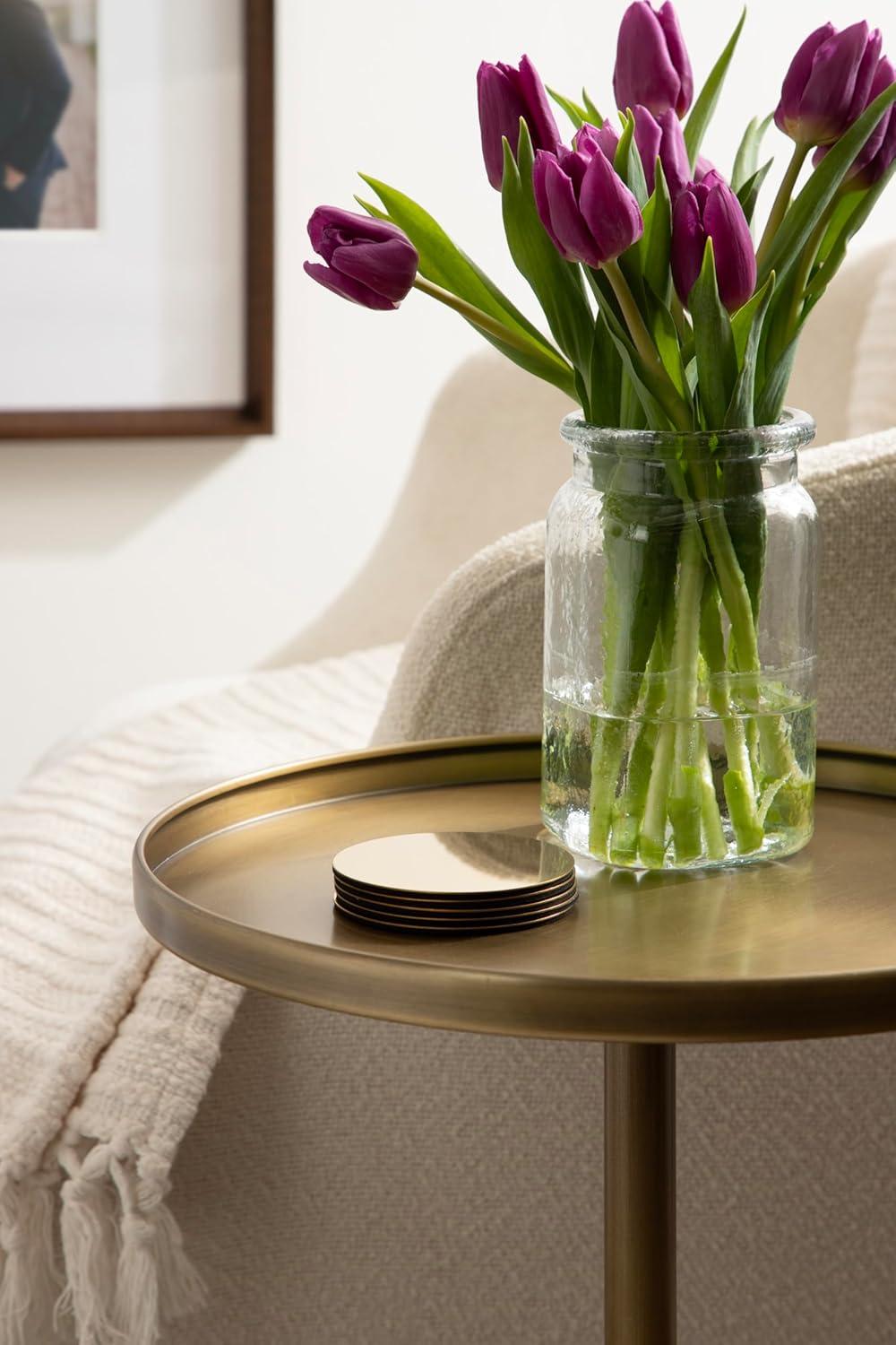 Kate and Laurel Tira Round Side Table, 14x14x24, Gold