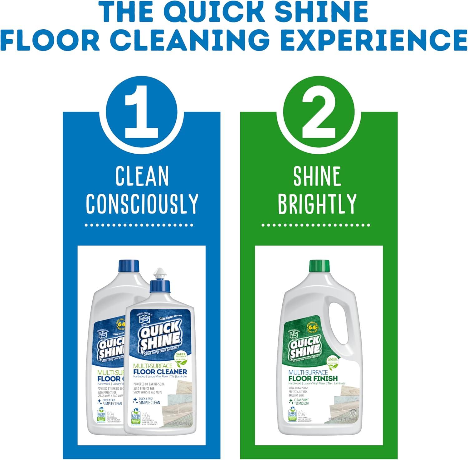 Quick Shine Multi-Surface Floor Finish & Polish, PFAS-Free Formula, 64 fl oz