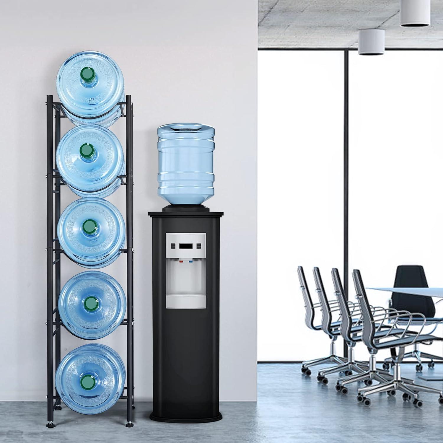 Black Steel 5-Tier Water Jug Storage Rack