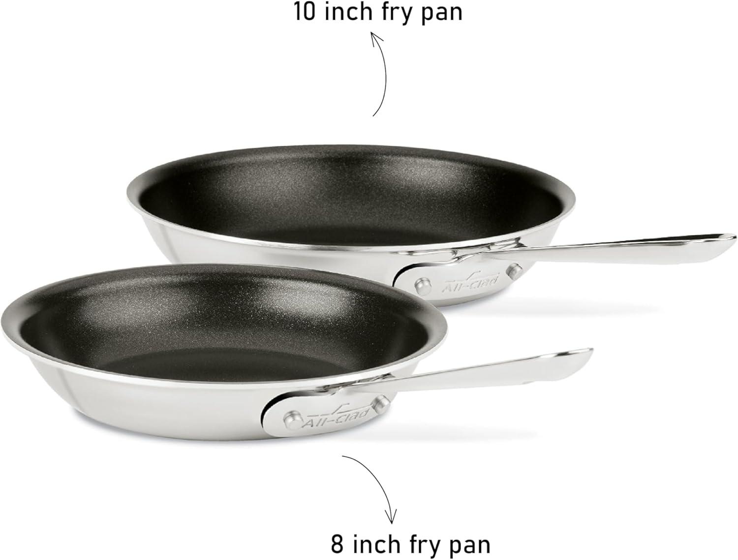 All-Clad D3 Stainless Steel Nonstick 2-Piece Fry Pan Set, 8 & 10 Inch