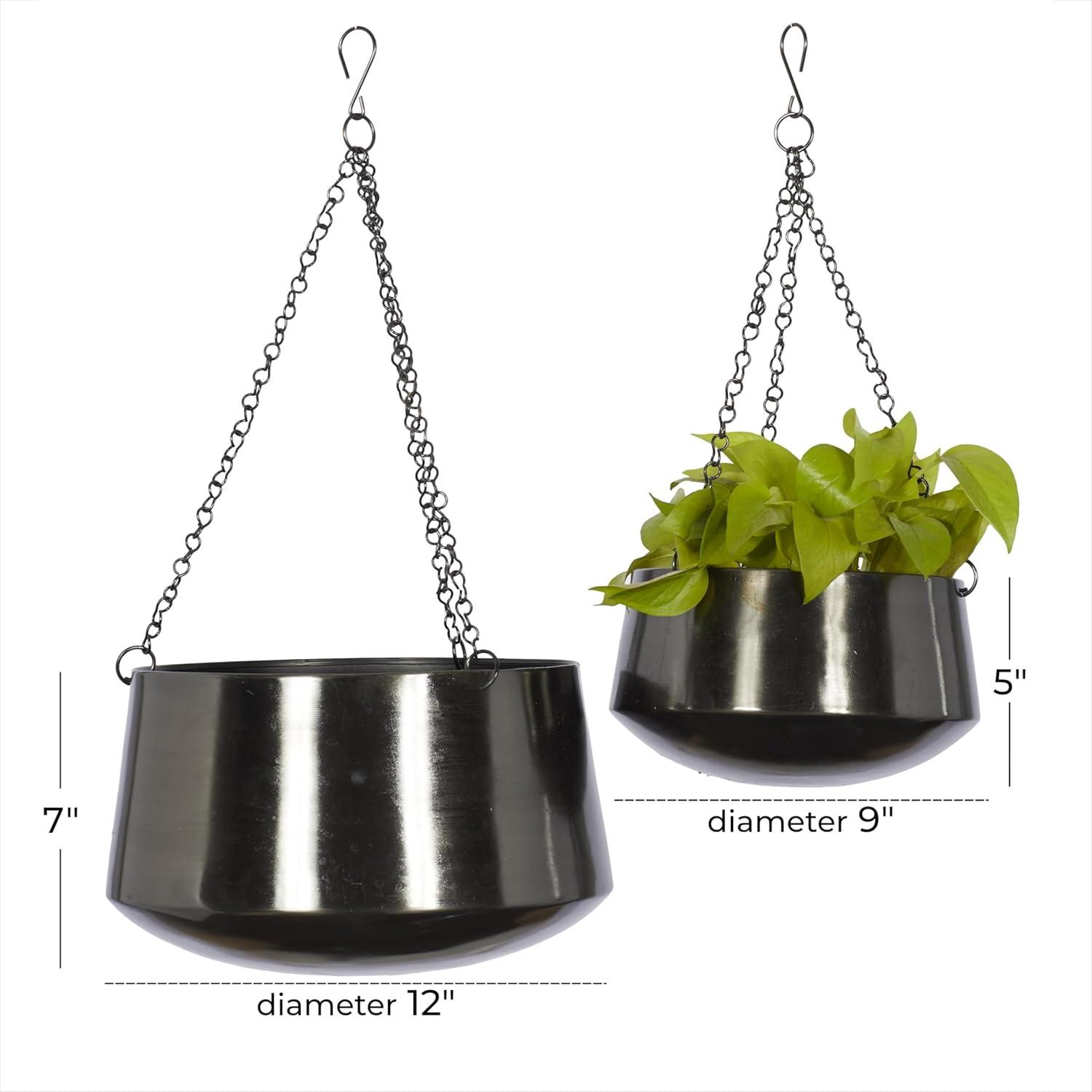 Set of 2 Modern Iron Hanging Round Planters - Olivia & May