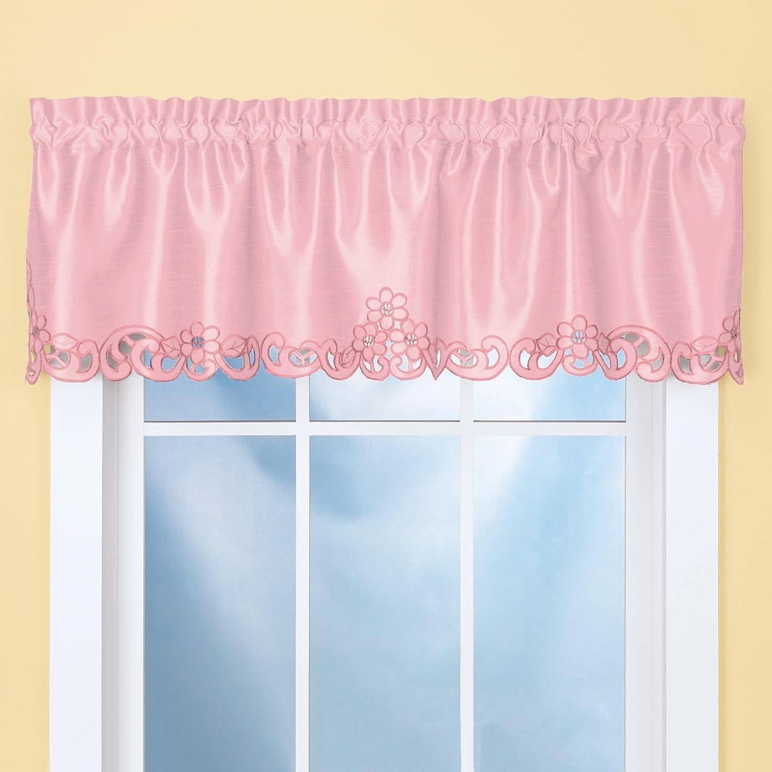 Collections Etc Elegance Scroll Cut-out Window Valance Rose 58" WIDE