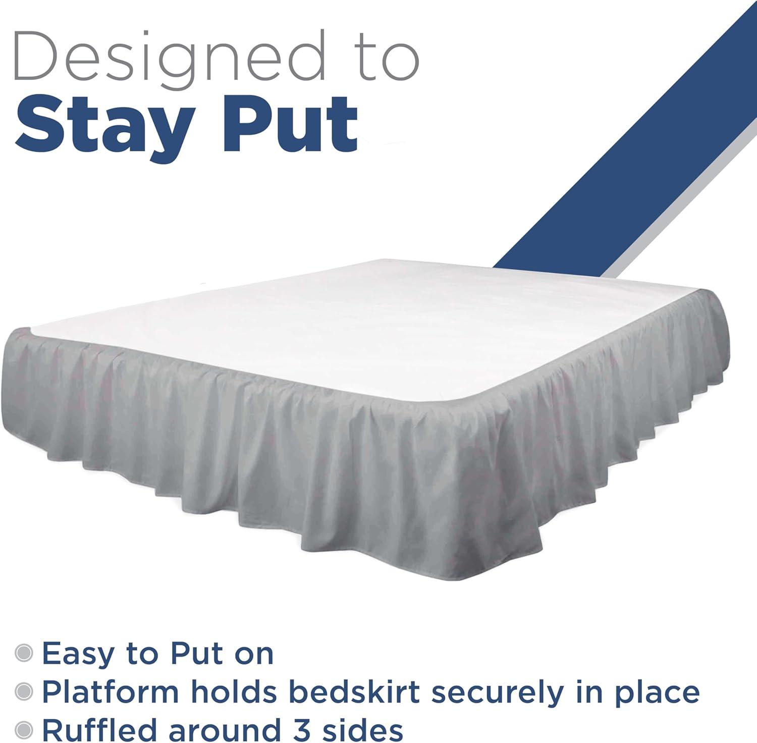 Martex 100% Microfiber Dust Ruffle Bed Skirt - Hotel Quality, 16" Drop (King), Grey