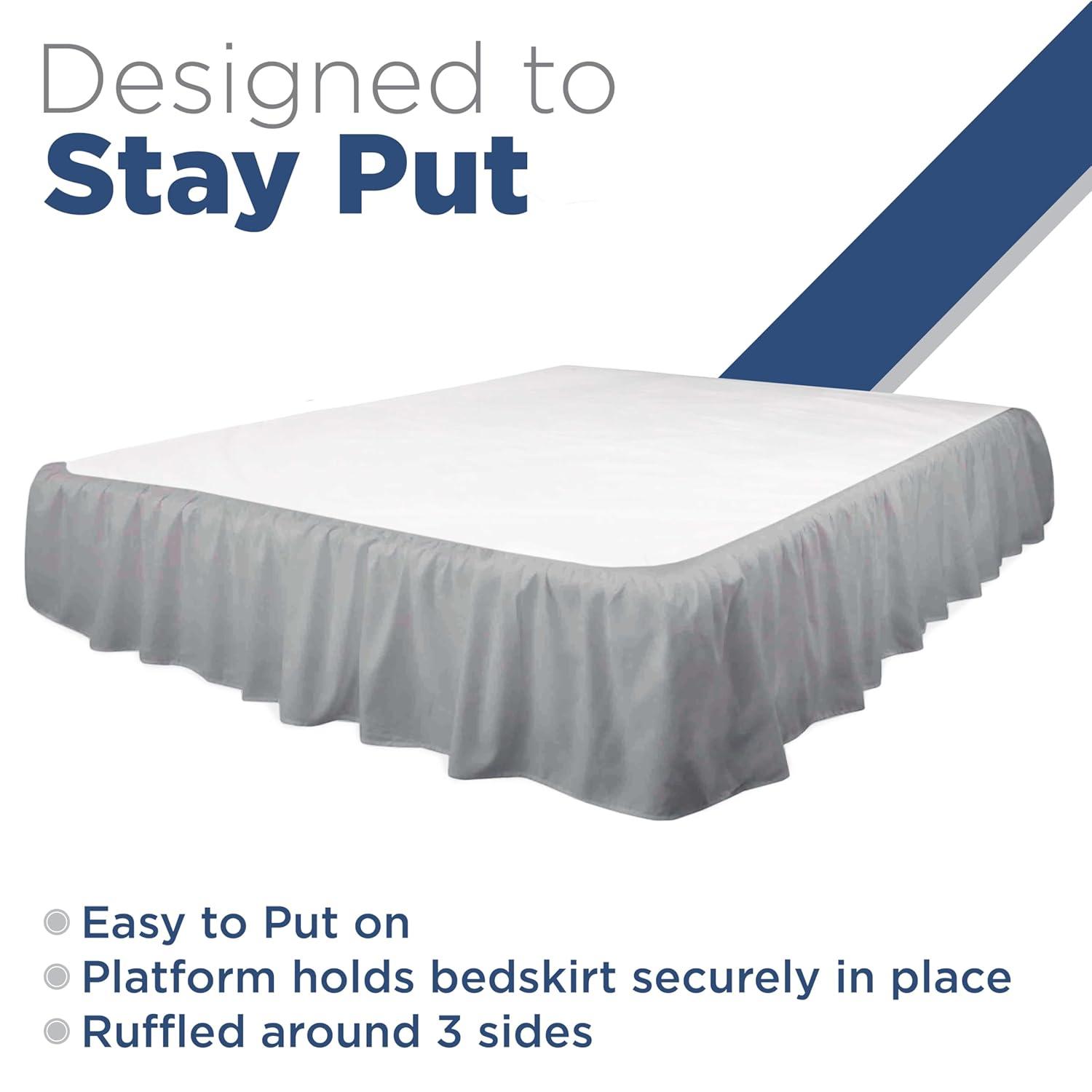 Martex 100% Microfiber Dust Ruffle Bed Skirt - Hotel Quality, 16" Drop (King), Grey