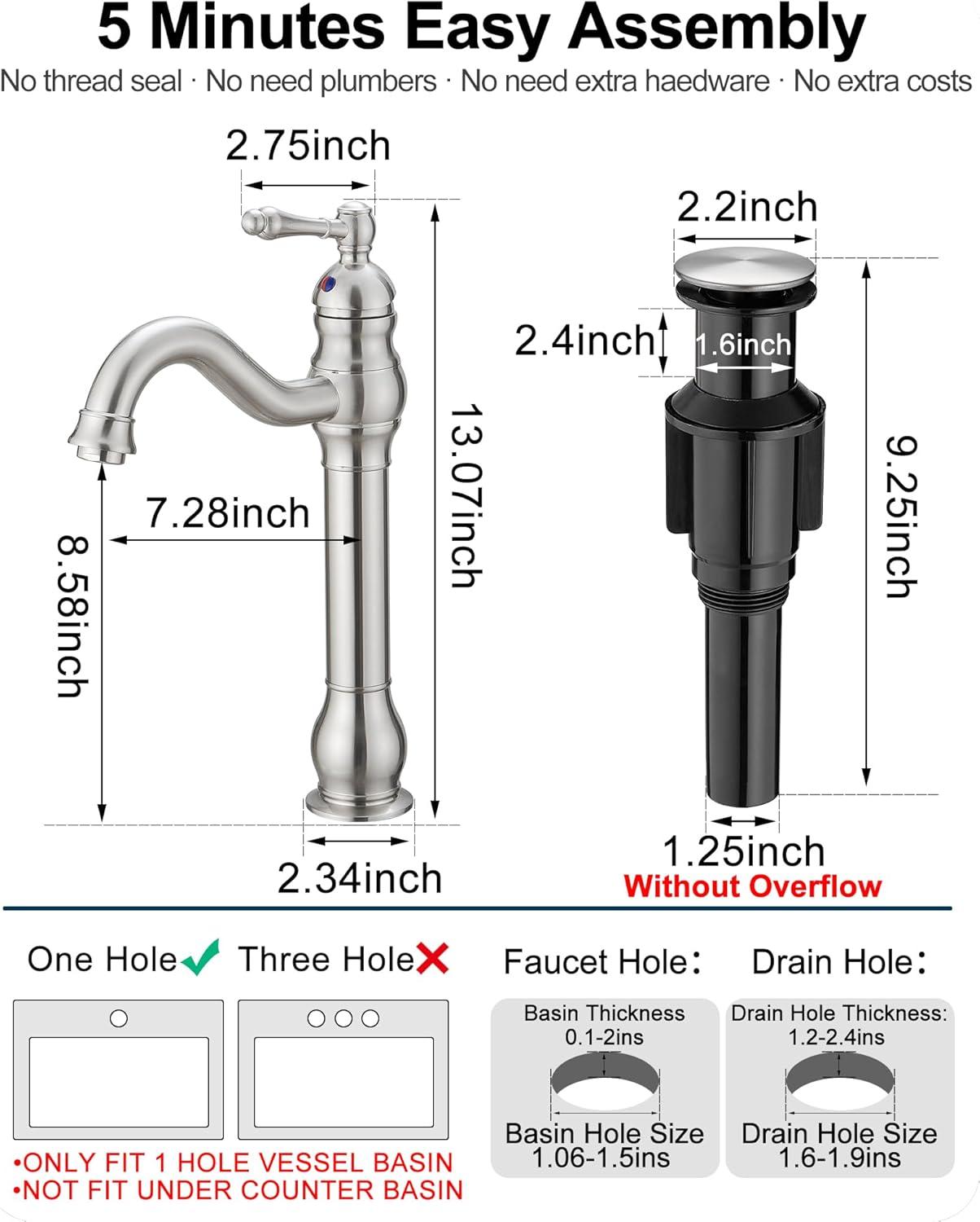 Brushed Nickel Single Handle High Arc Vessel Faucet