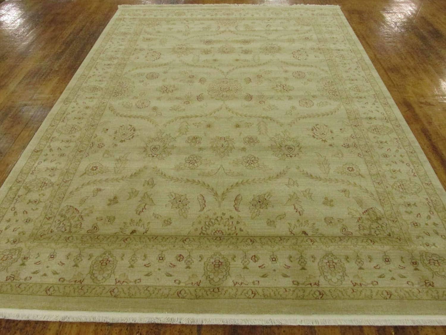 Cream and Beige 9' x 12' Synthetic Traditional Area Rug