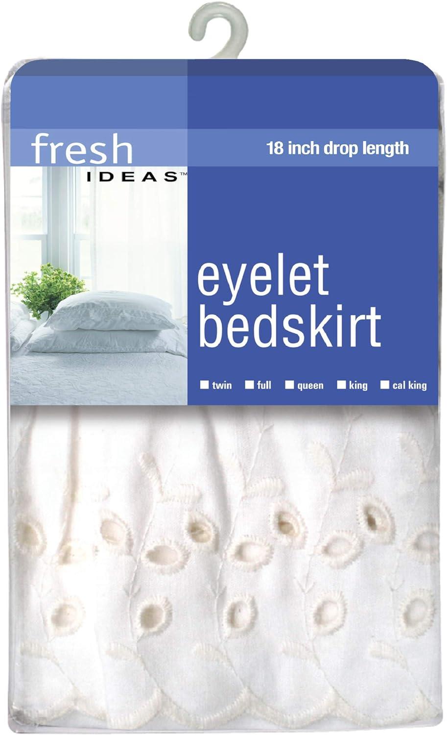 Fresh Ideas Ruffled Eyelet 18" Bed Skirt, Twin, White