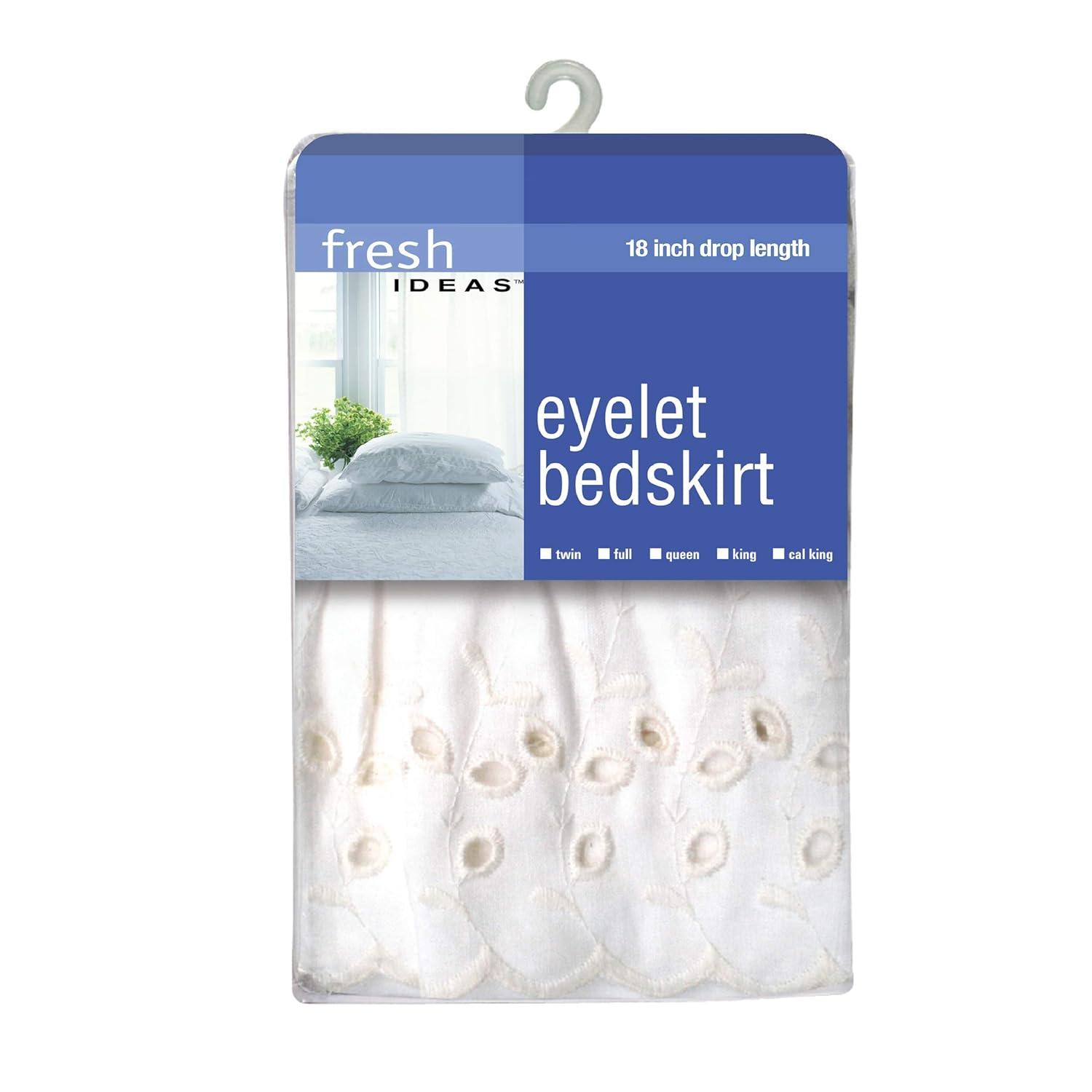 Fresh Ideas Fresh Ideas Ruffled Eyelet Bed Skirt, 14" Drop Length