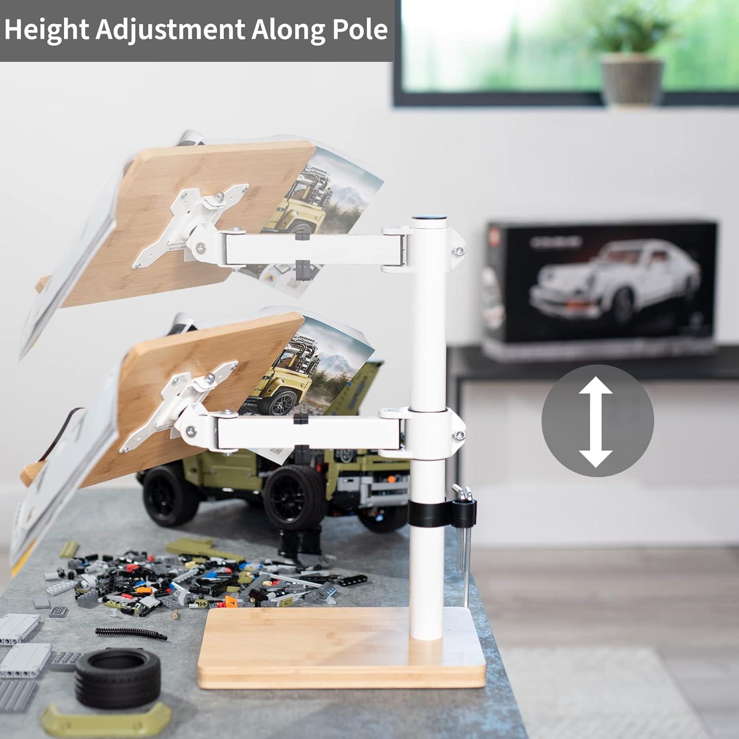 VIVO Light Wood / White Adjustable Bamboo Book Stand for Hands Free Reading