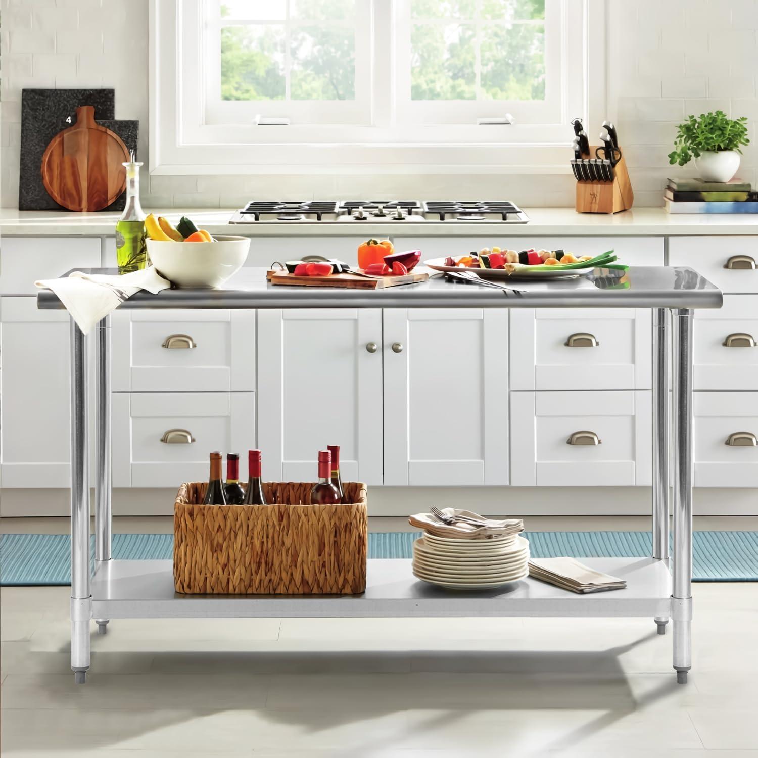 GRIDMANN 30" D x 34.5" H Stainless Steel Prep Station with Undershelf