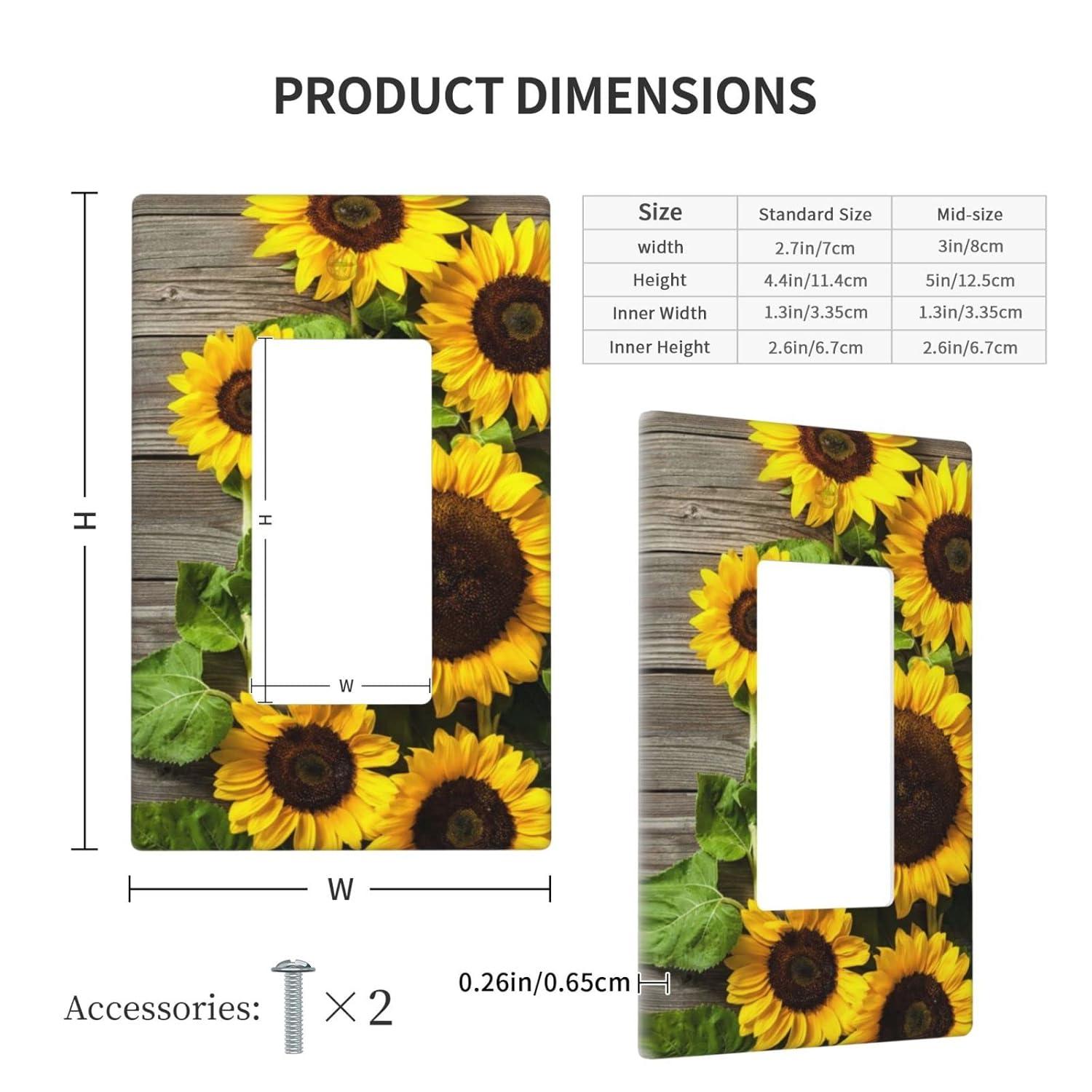 ZICANCN Outlet Covers Wall Plate, Sunflowers Nature Beige Background Light Switch Cover Decorative, Duplex Toggle Combo 1-Gang