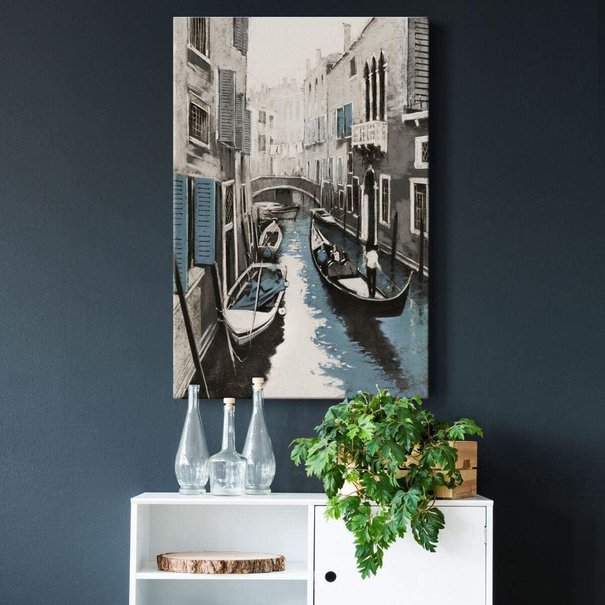 Renditions Gallery Canvas Architectural Artwork for Office Gandola Ride in Venice Water Streets Abstract Hanging Paintings for Bedroom Living Room Office Wall Decor - 8"X12" LT15
