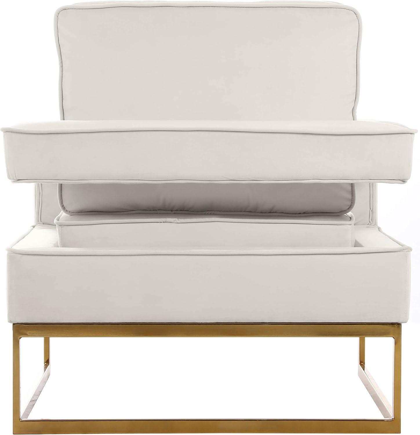 Meridian Furniture Noah Cream Velvet Accent Chair with Gold Iron Base