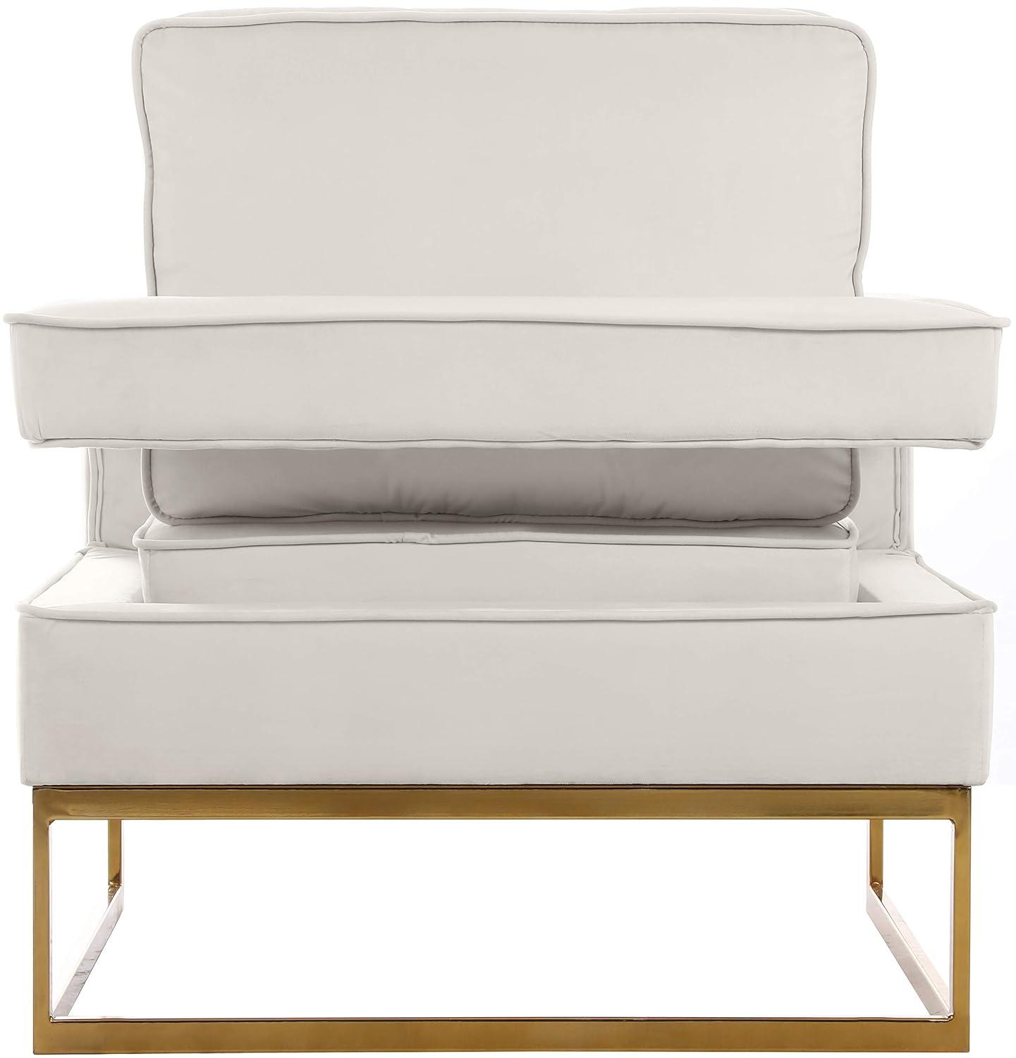 Meridian Furniture Noah Cream Velvet Accent Chair with Gold Iron Base