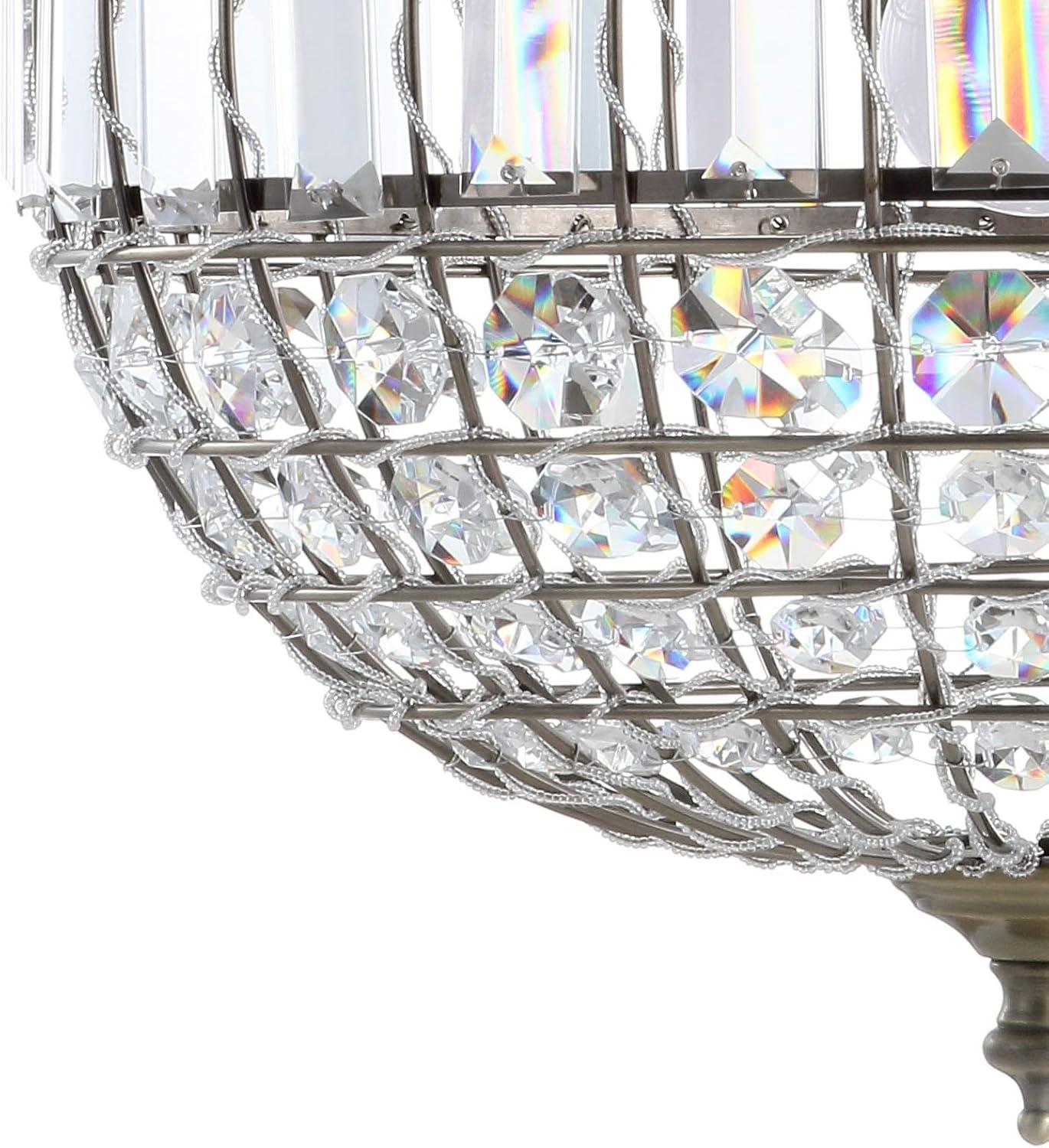 Georgina 16" Antique Brass Crystal LED Drum Pendant