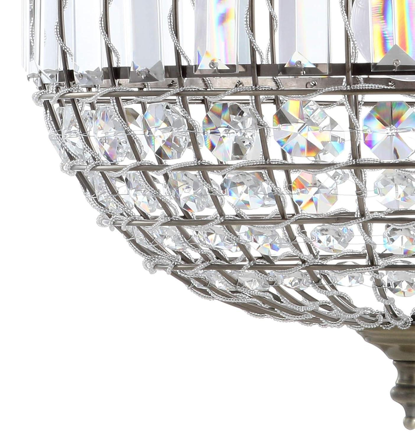 JONATHAN  Y Georgina 16" Crystal Contemporary Transitional 1 -Light Antique Brass Glam Globe Medium Hanging Pendant light