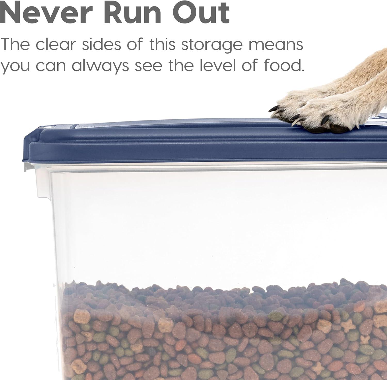 Translucent 33 Quart Airtight Pet Food Storage with Casters