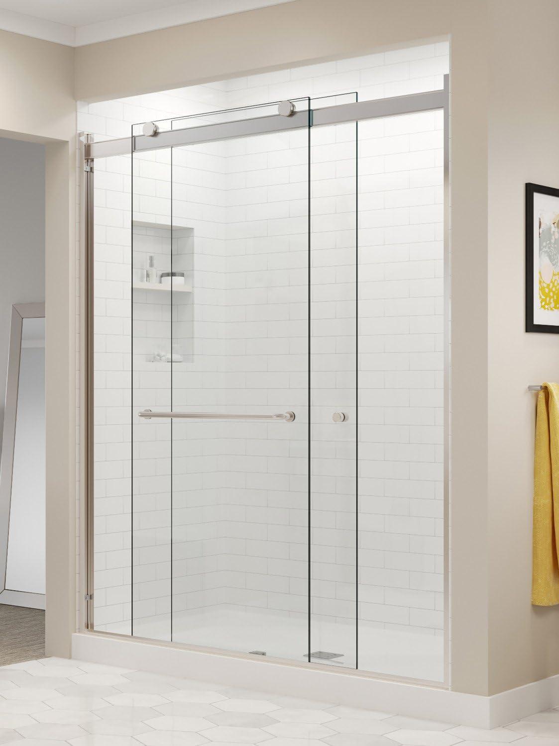 Rotolo 60" Brushed Nickel Semi-Frameless Shower Door with Clear Glass