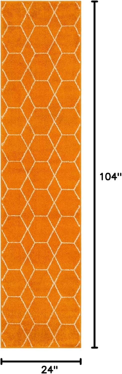Unique Loom 2' 0 x 8' 8 Trellis Frieze Geometric Orange Area Rug